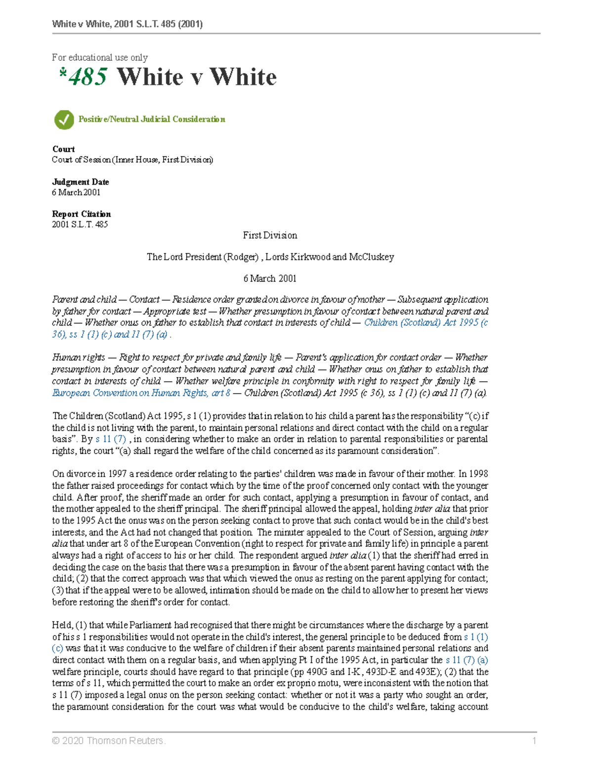 White v White Case For educational use only *485 White v White