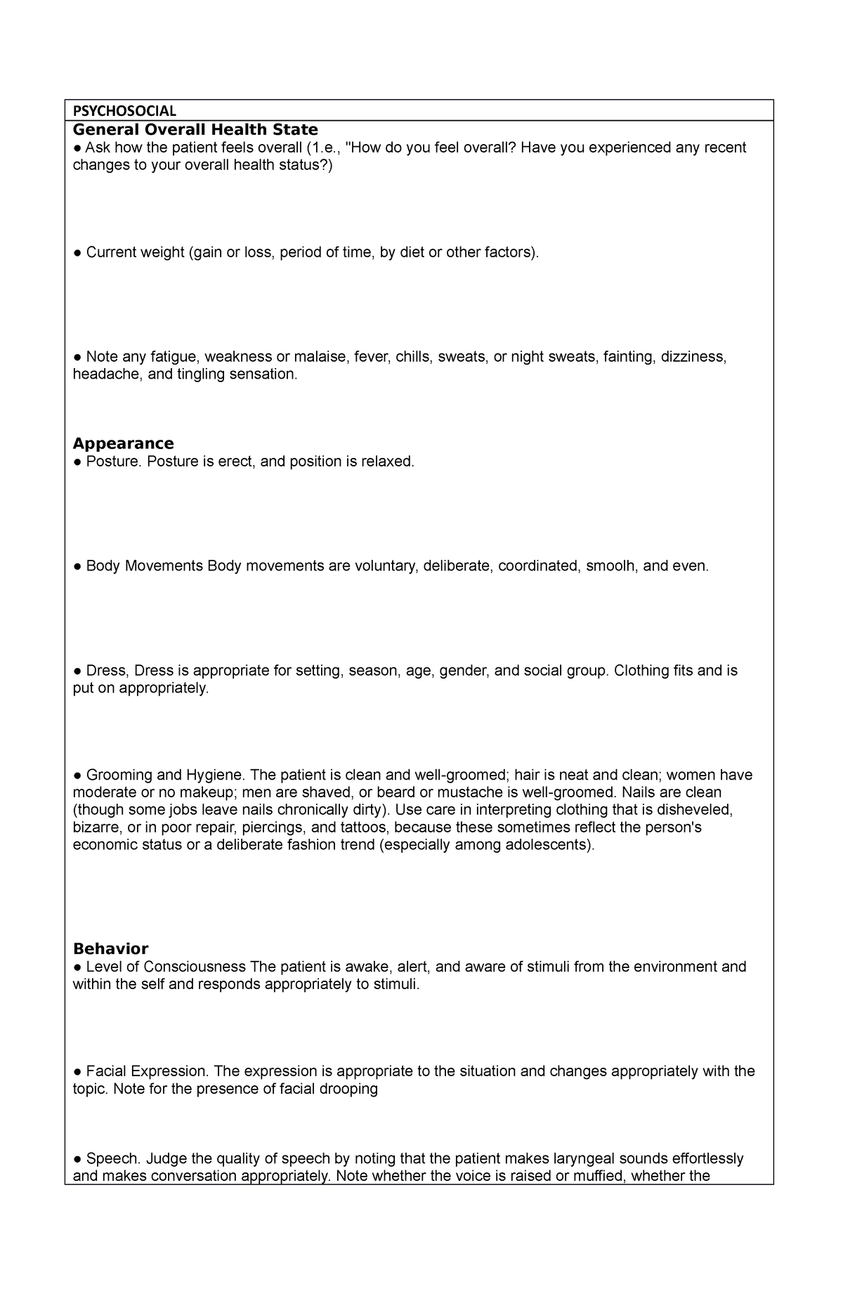 Pearson FILE - PSYCHOSOCIAL General Overall Health State Ask how the ...