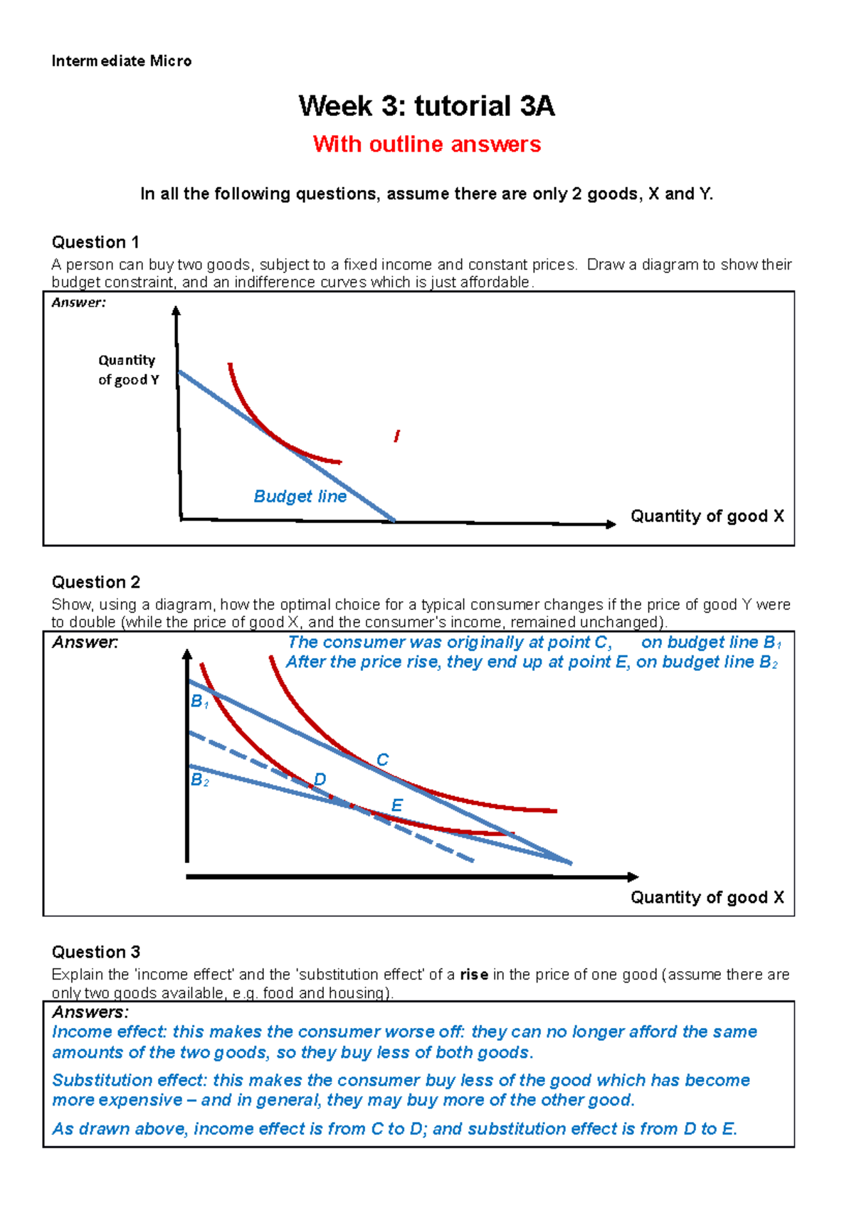 Intermediate micro 3A Tutorial answers - Intermediate Micro Week 3 ...