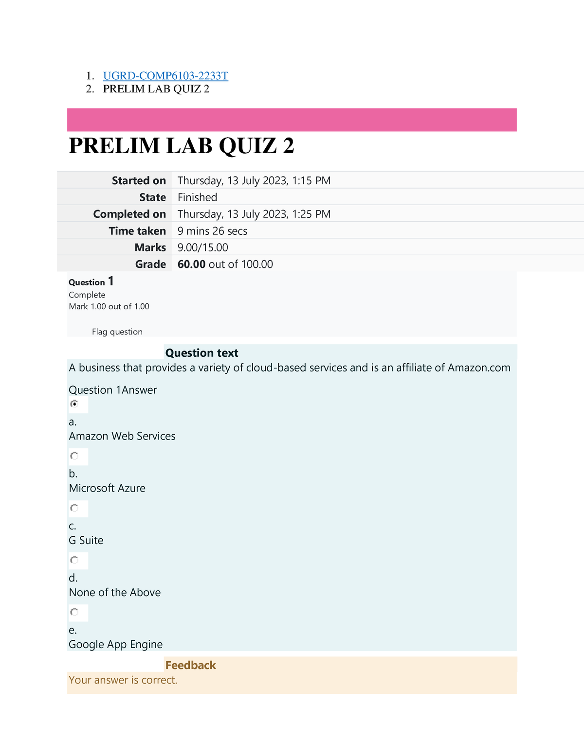 Prelim LAB QUIZ 2 - 1. UGRD-COMP6103-2233T 2. PRELIM LAB QUIZ 2 PRELIM ...