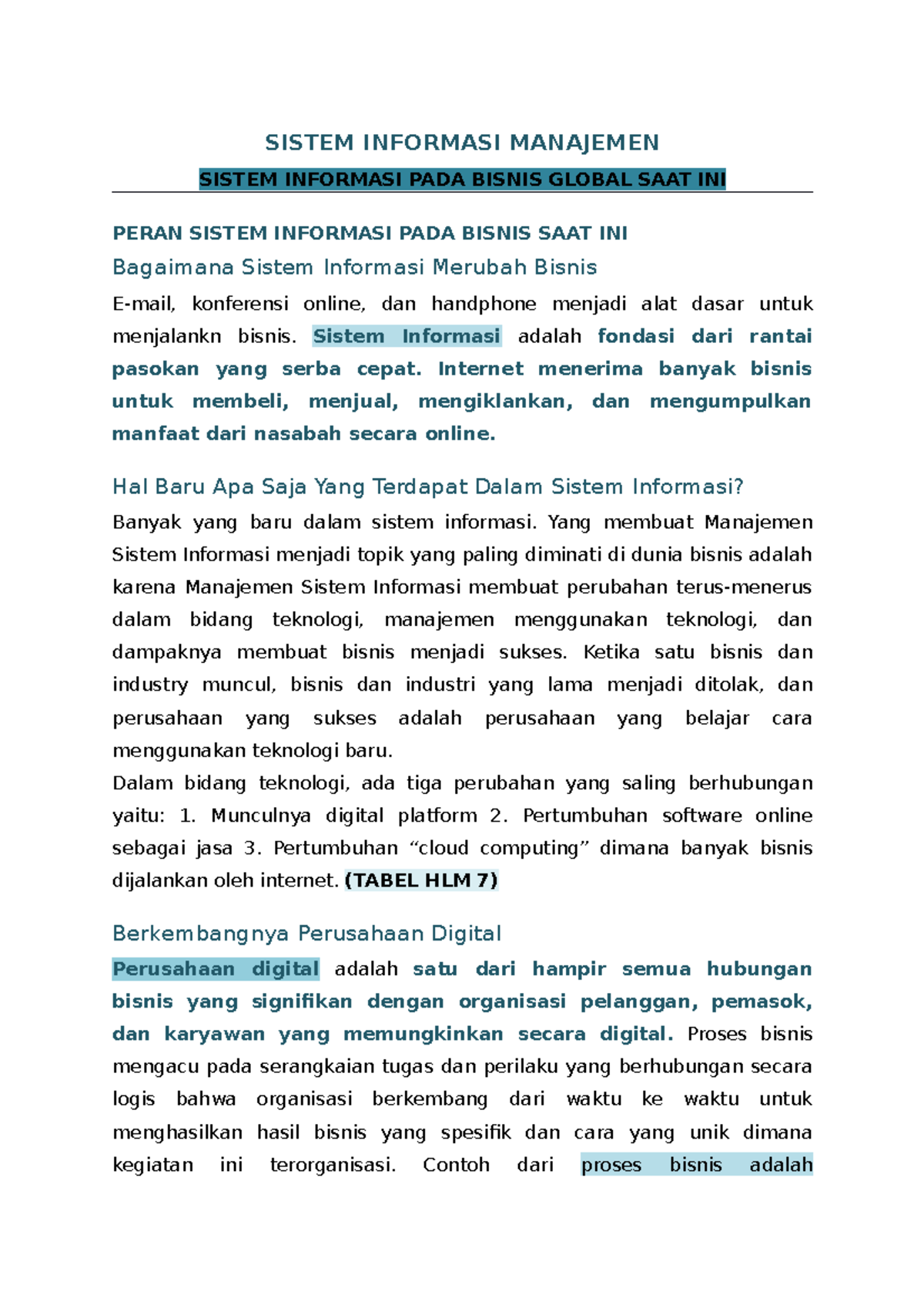 BAB 1 SISTEM INFORMASI PADA BISNIS GLOBAL SAAT INI - SISTEM INFORMASI ...