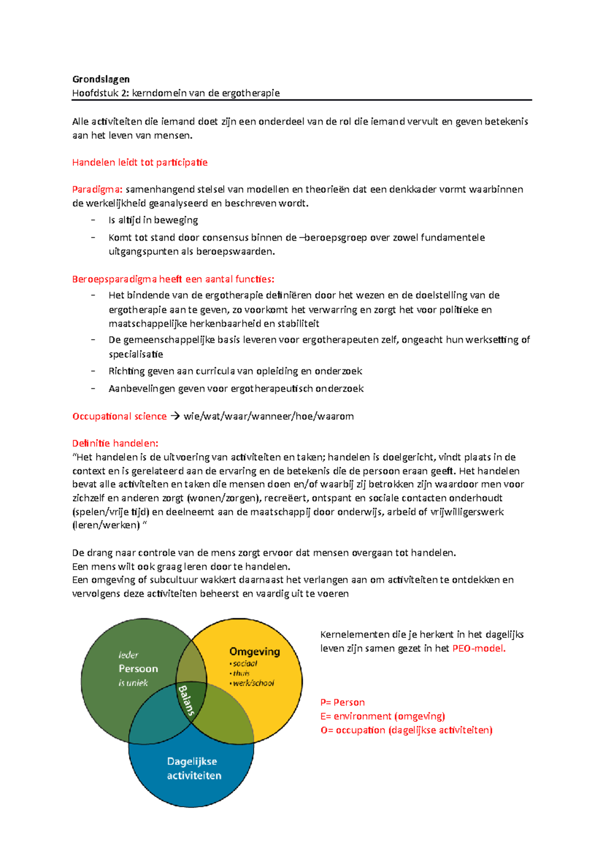 Grondslagen h2 - PEO, TCOP, three-channel model, eight-channel model ...