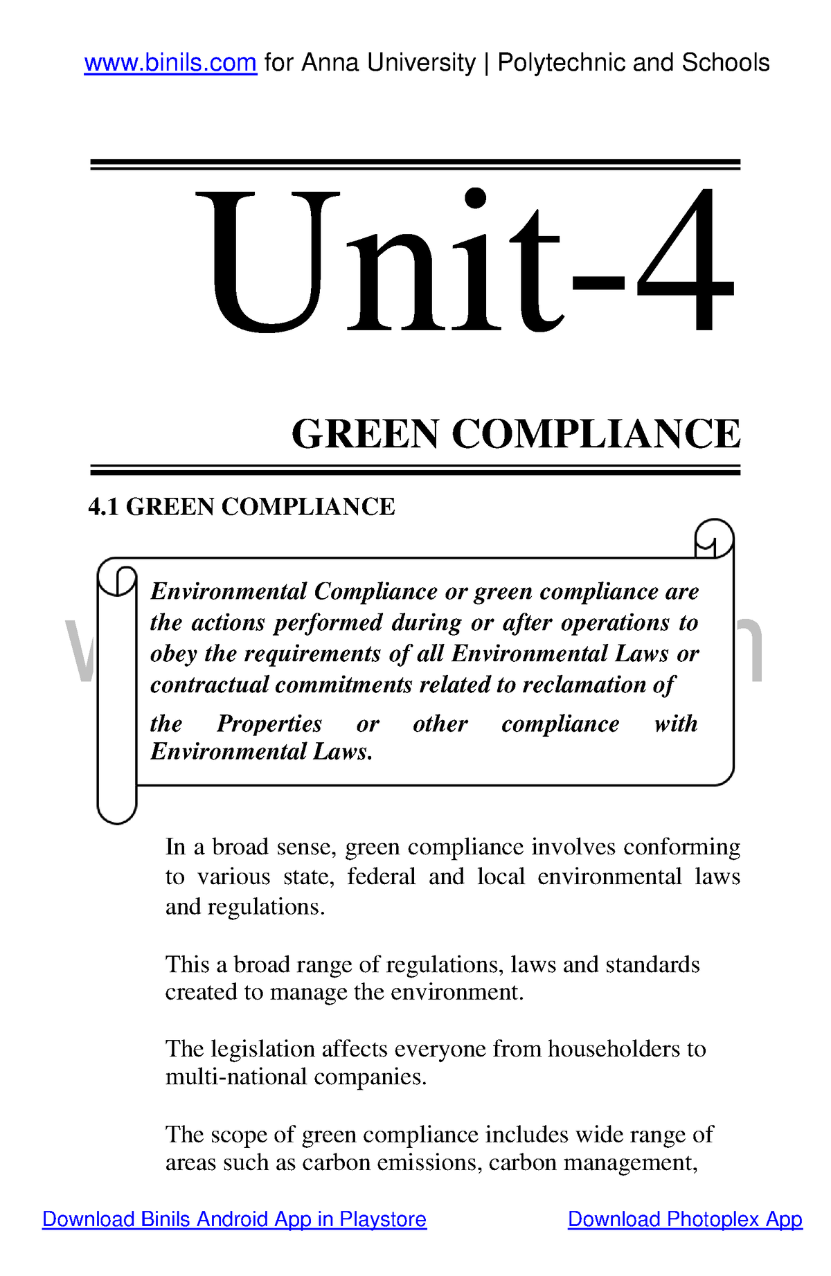 CS8078 Unit 4 Green Compliance - Environmental Compliance Or Green ...