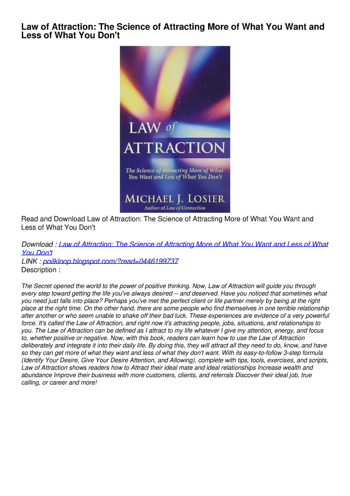 PDF Law Of Attraction: The Science Of Attracting More Of What You Want ...