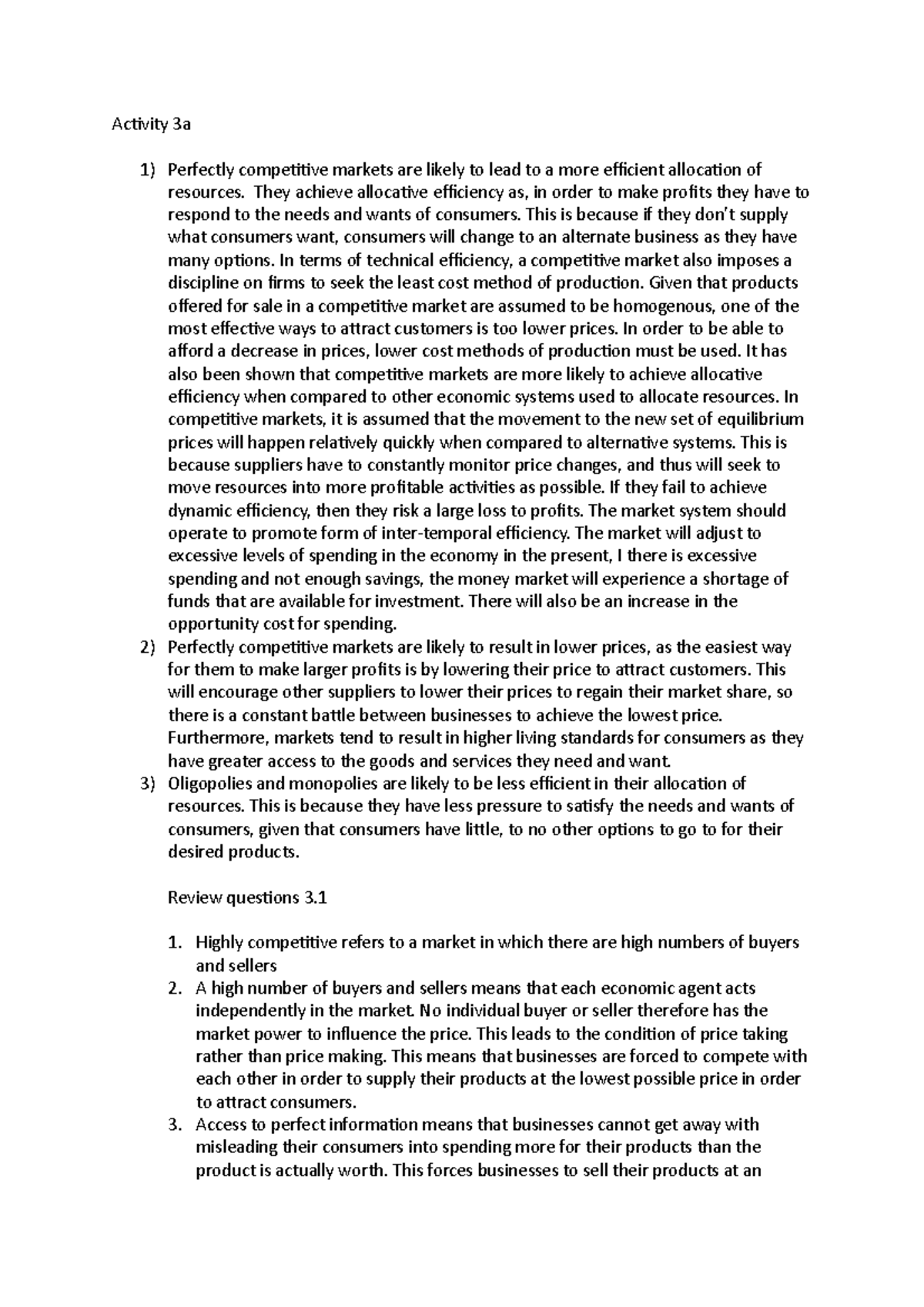 Economics Chapter 3 - www - Activity 3a Perfectly competitive markets ...