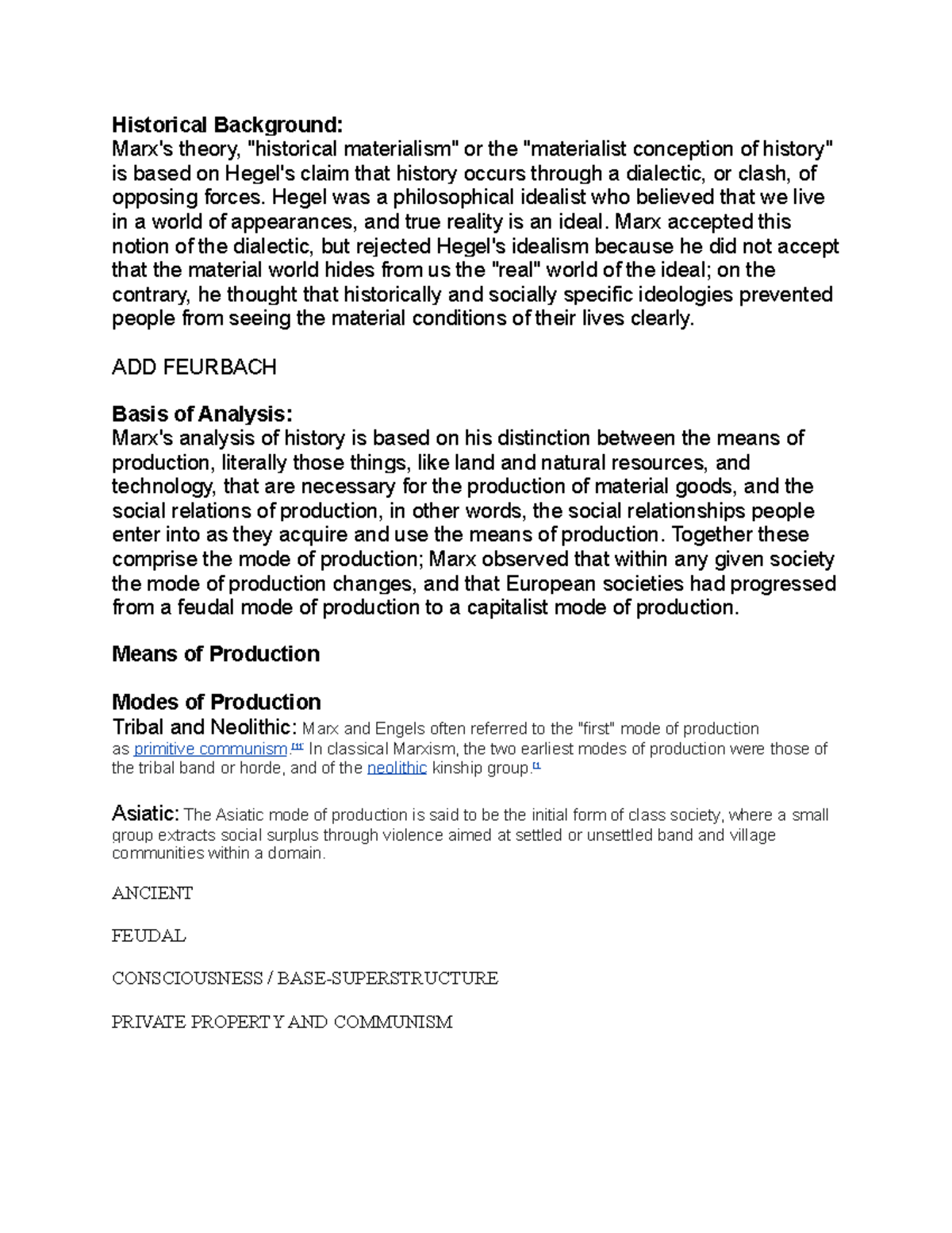 Historical Background Historical Background Marx's theory