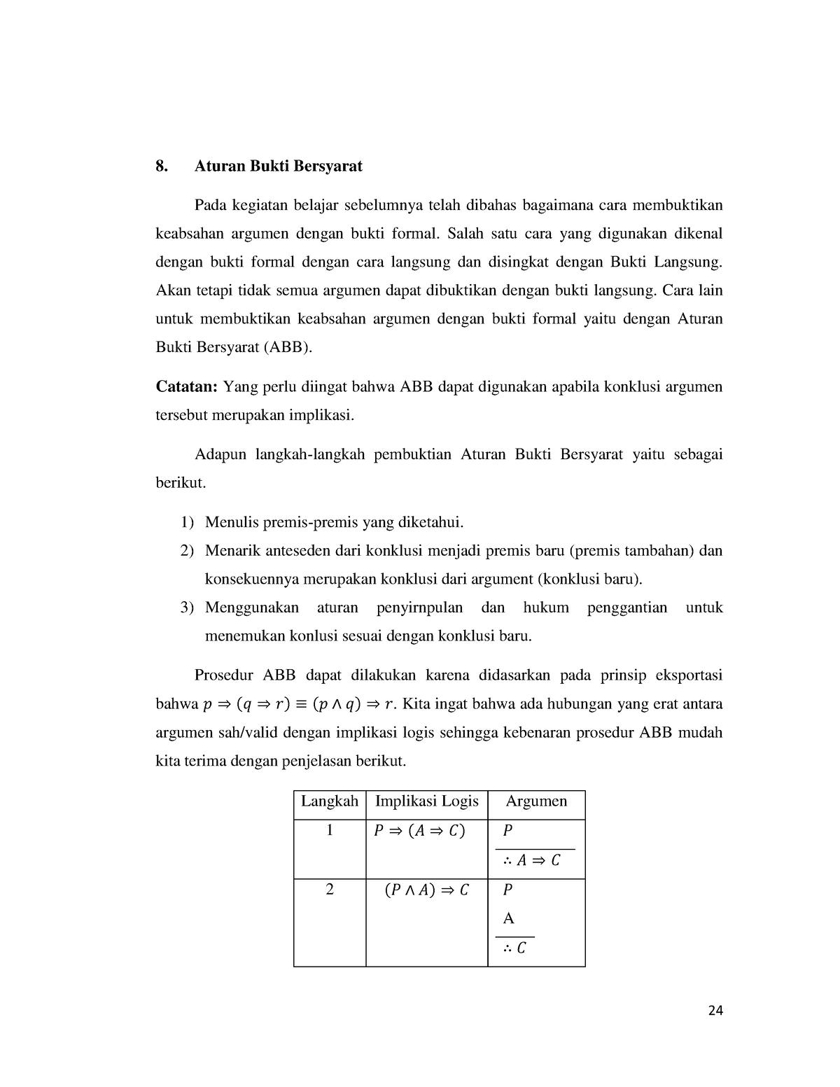 Logika Matematika Abl - Aturan Bukti Bersyarat Pada Kegiatan Belajar ...