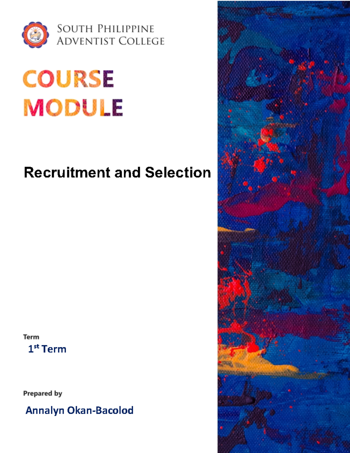 Recruitment and Selection Course Module - Recruitment and Selection 1 ...
