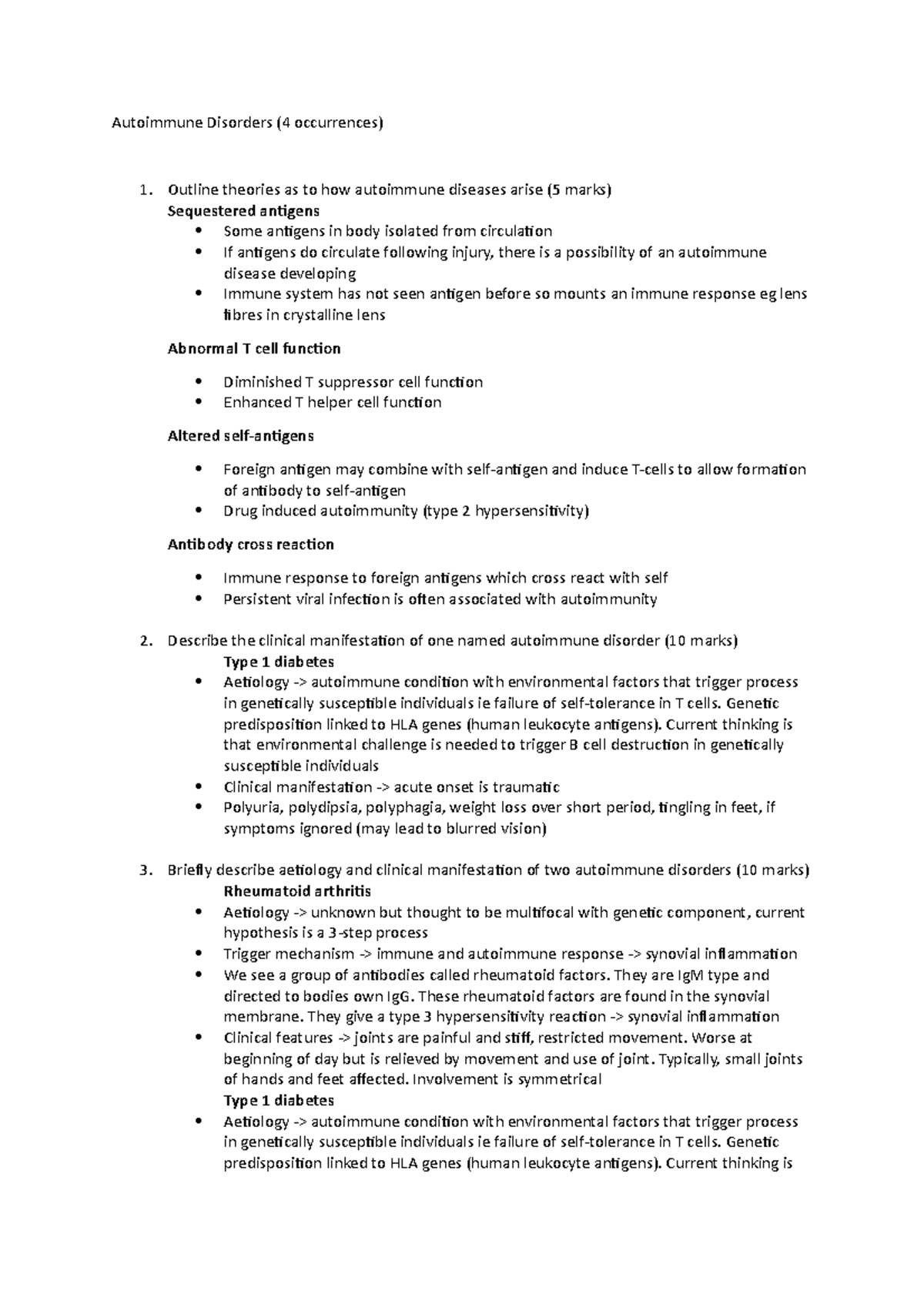 Autoimmune Disorders questions and answers - Autoimmune Disorders (4 ...