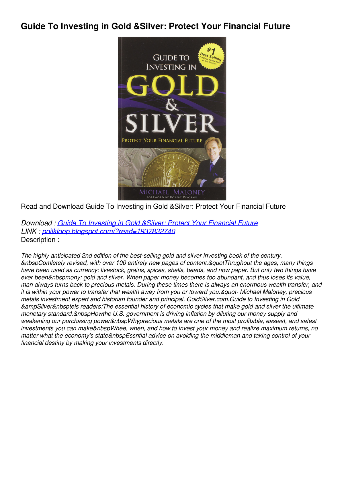 PDF BOOK DOWNLOAD Guide To Investing In Gold Silver: Protect Your ...