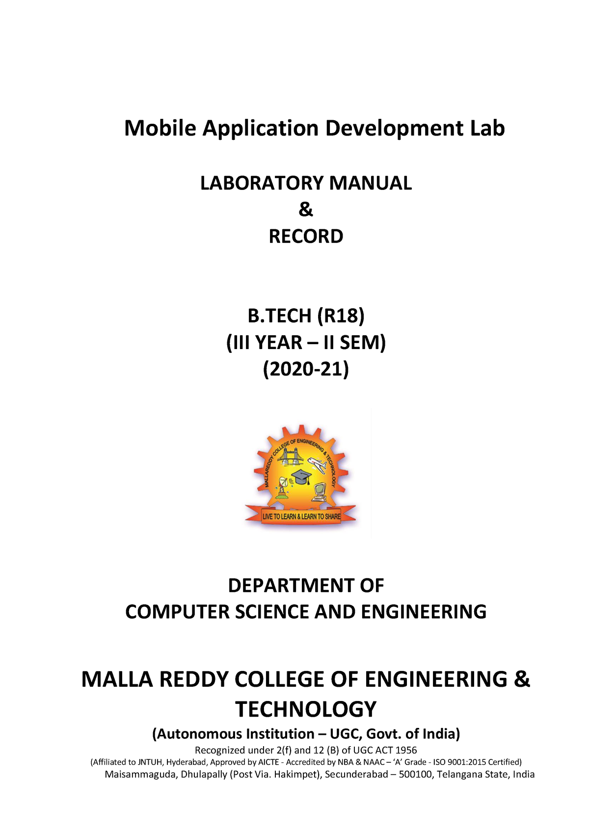 Mobile Application Development Lab Practical - Computer Science - Studocu