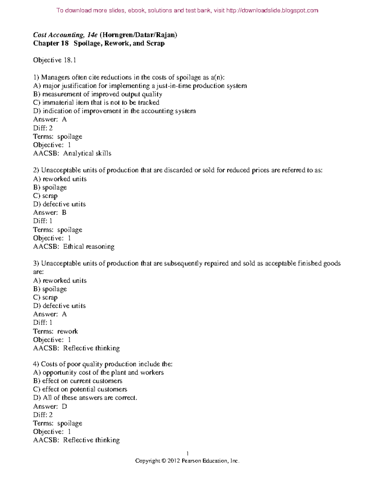 Chapter 18 spoilage rework and scrap 1 Cost Accounting, 14e (Horngren