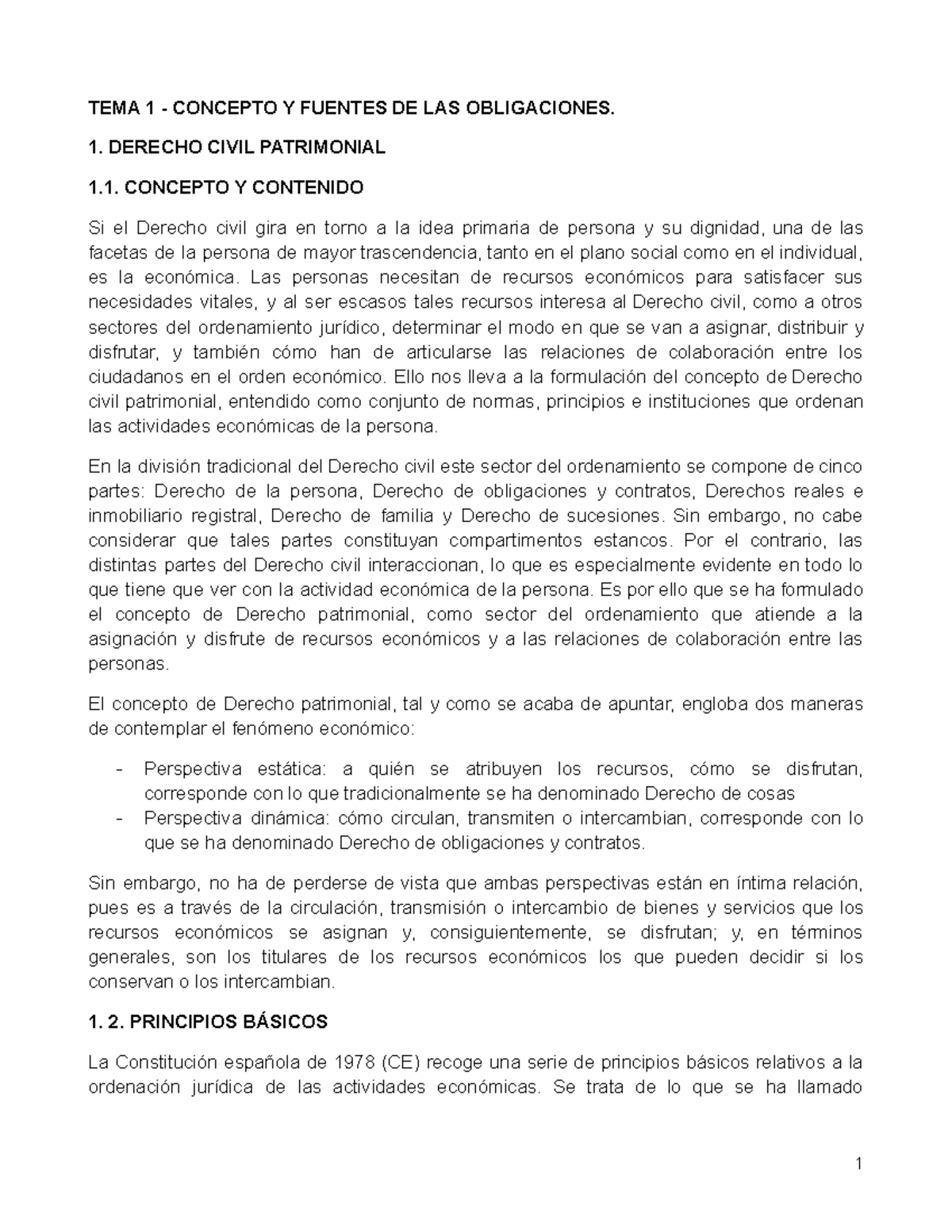 TEMA 1 - Concepto Y Fuentes DE LAS Obligaciones - TEMA 1 - CONCEPTO Y ...