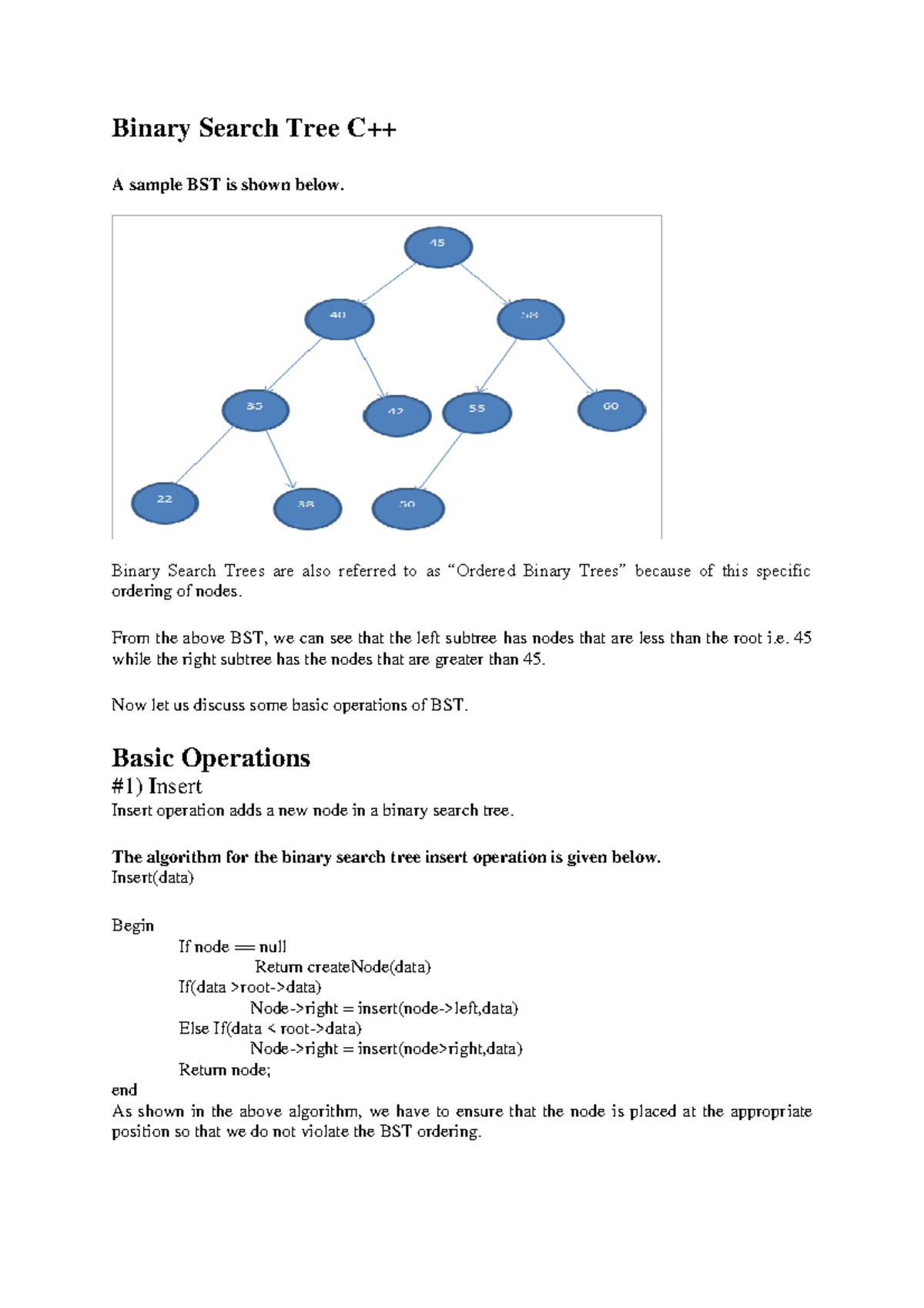 Tree & graph part 3 - Binary Search Tree C++ A sample BST is shown ...