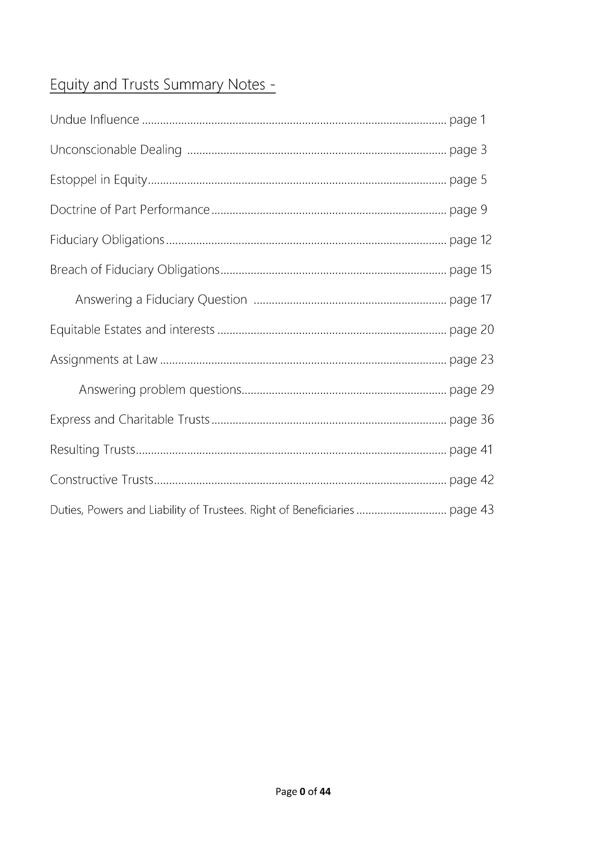 Equity and trusts summary notes Studocu