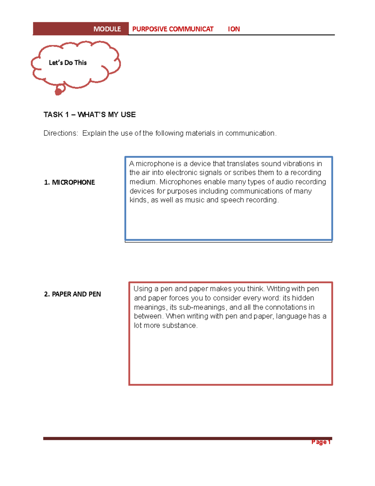 Activity 6 hi hope it works MODULE PURPOSIVE COMMUNICATION TASK 1