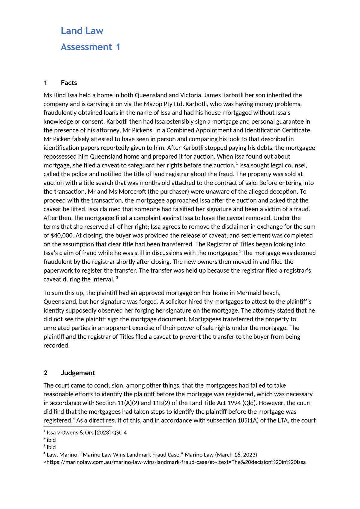 what is a assignment in land law