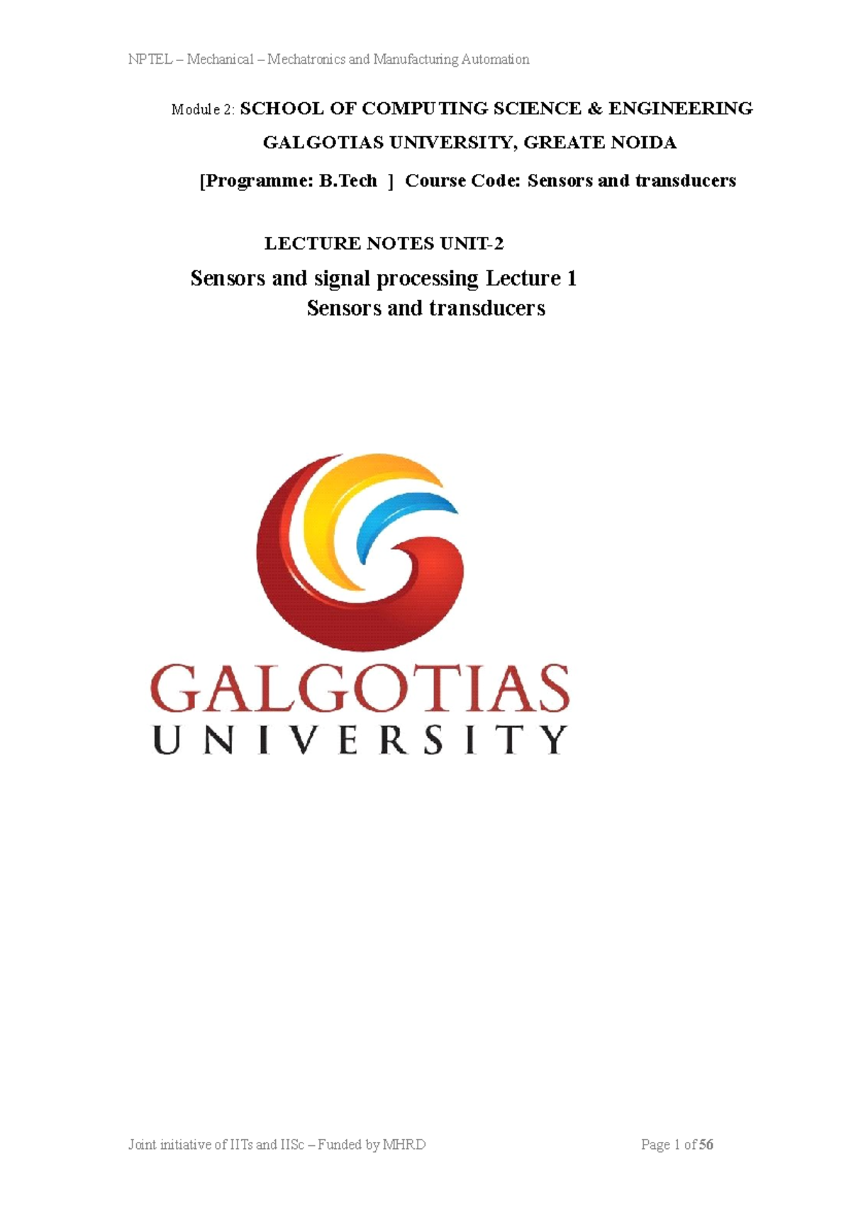 Sensors new covered topicfull unit covered NPTEL Mechanical