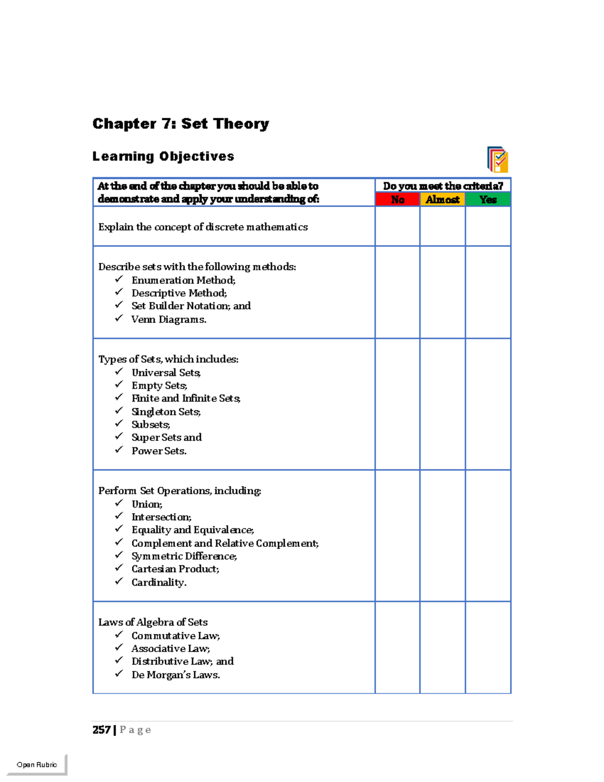 chapter 7: set theory - Chapter 7: Set Theory Learning Objectives At ...