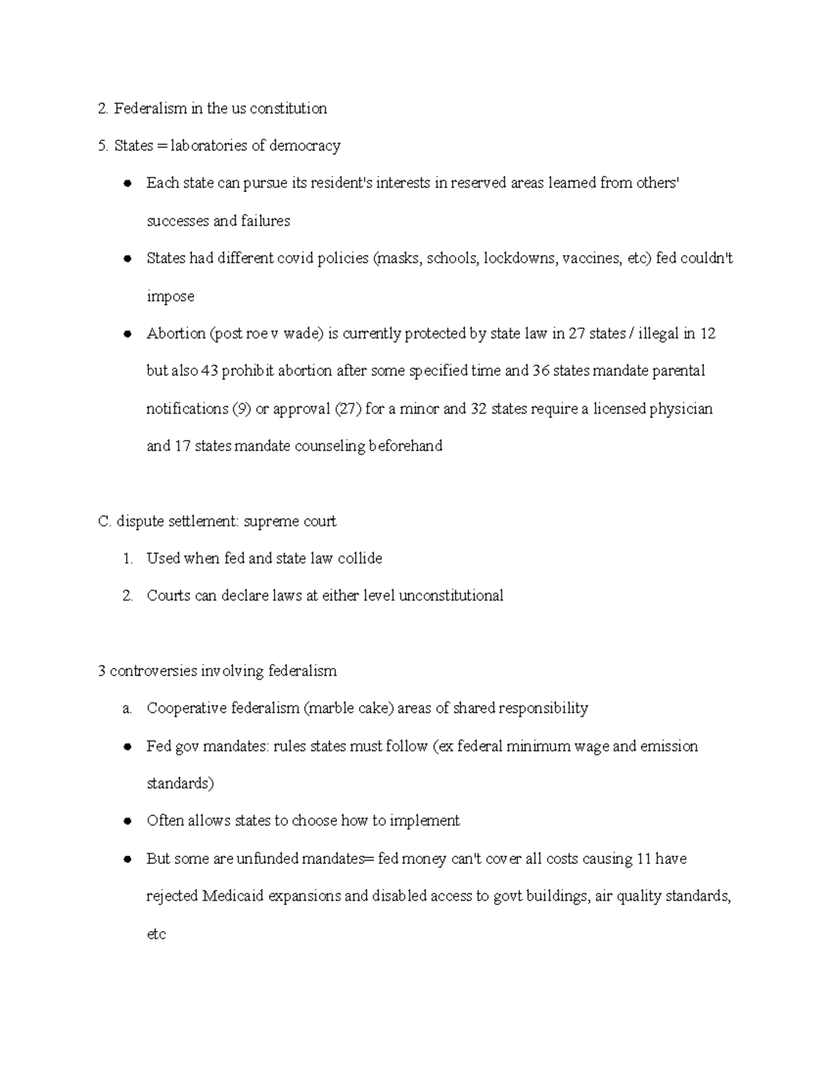 Psci 2306 notes - Federalism in the us constitution States ...