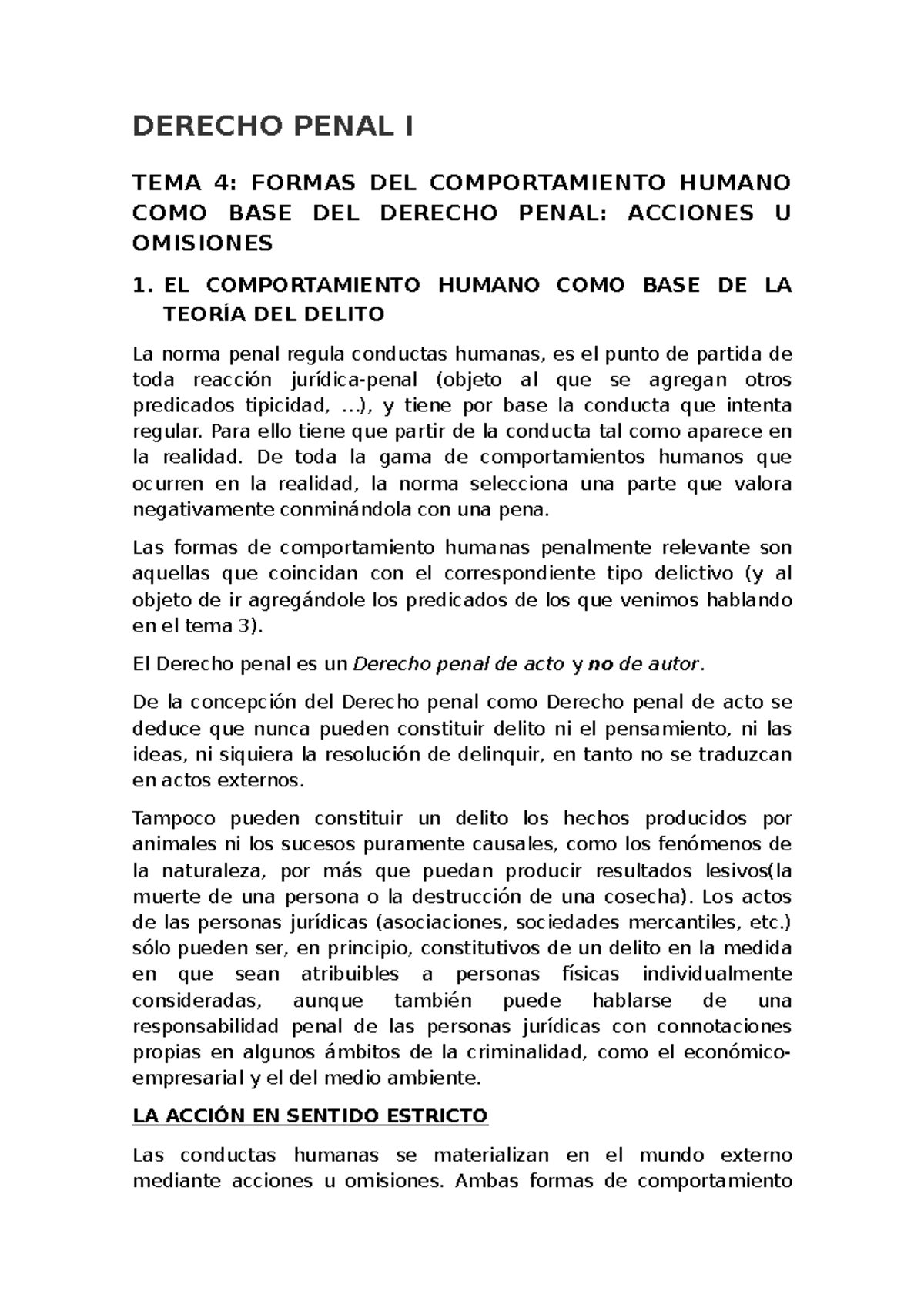 Derecho Penal I TEMA 4 - Apuntes 4 - DERECHO PENAL I TEMA 4: FORMAS DEL ...