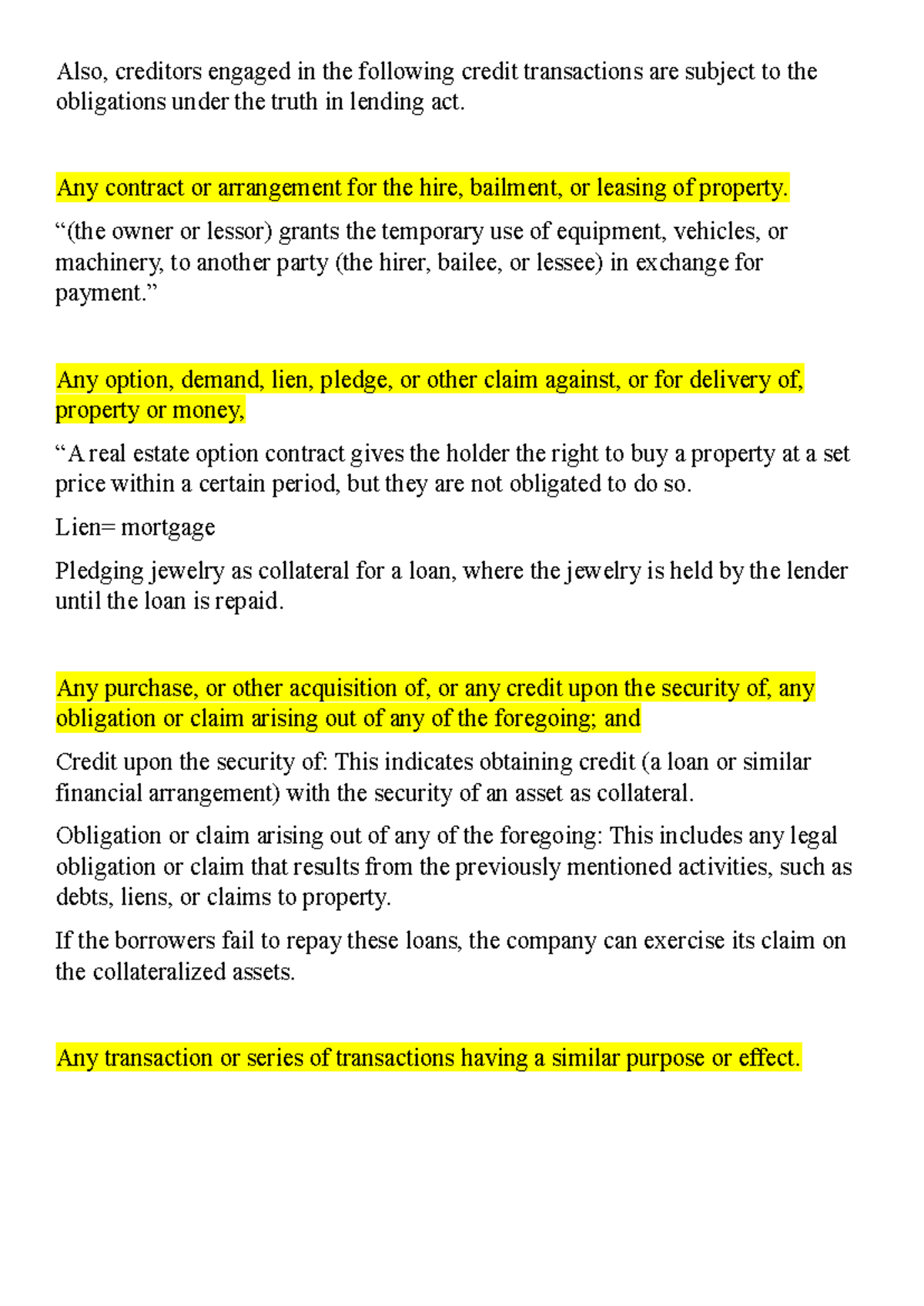 Law reporting - Also, creditors engaged in the following credit ...