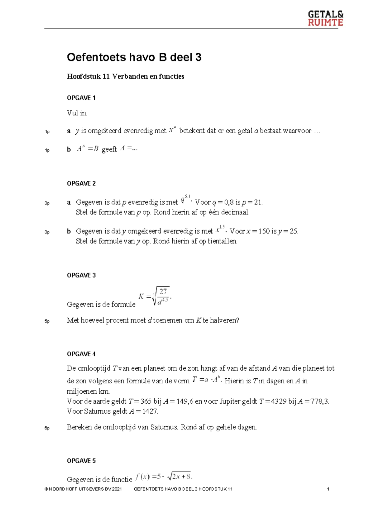 GR12 HB3 H11 Oefentoets Kaaaaas - Oefentoets Havo B Deel 3 Hoofdstuk 11 ...