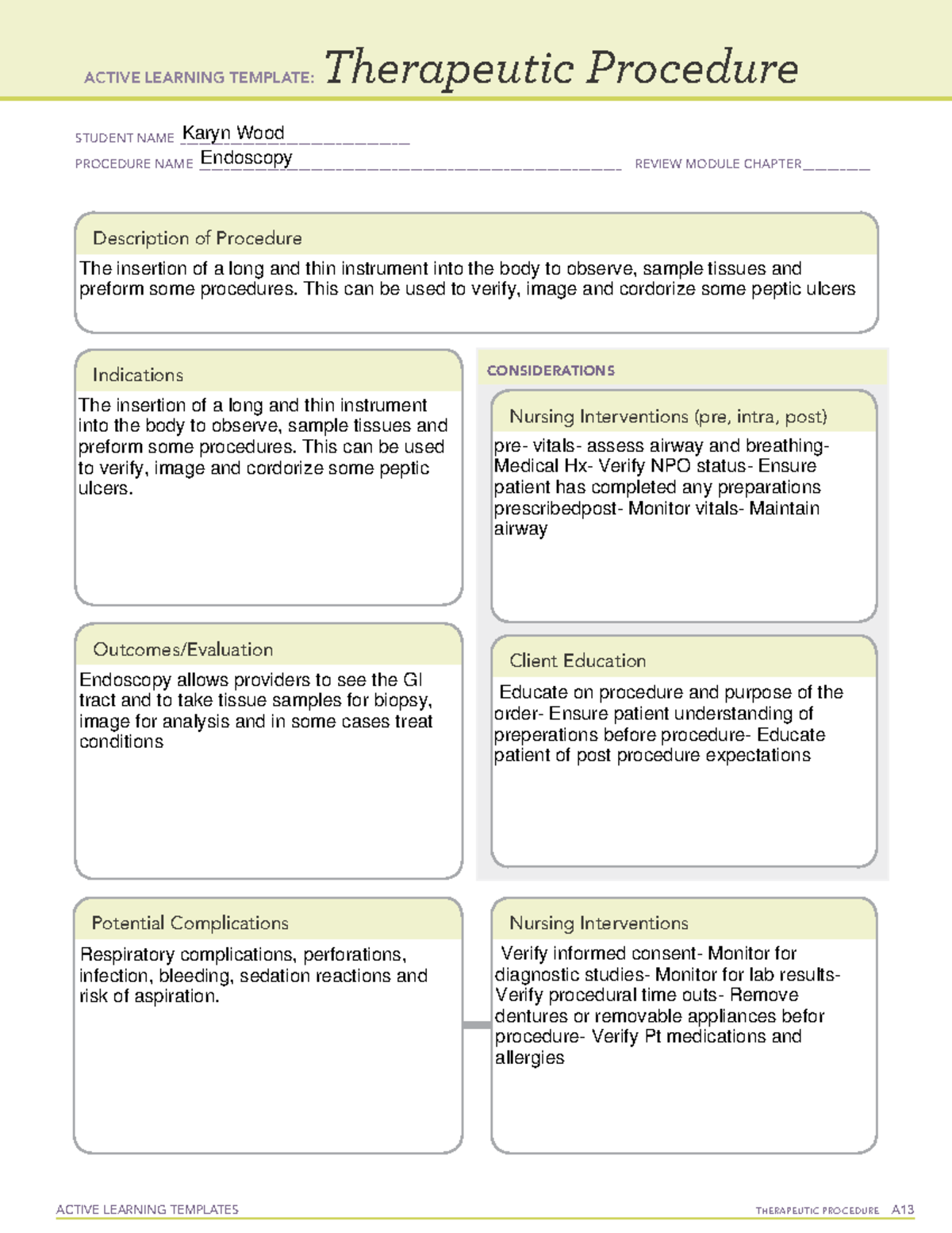 Active Learning Template Therapeutic Procedure form - ACTIVE LEARNING ...