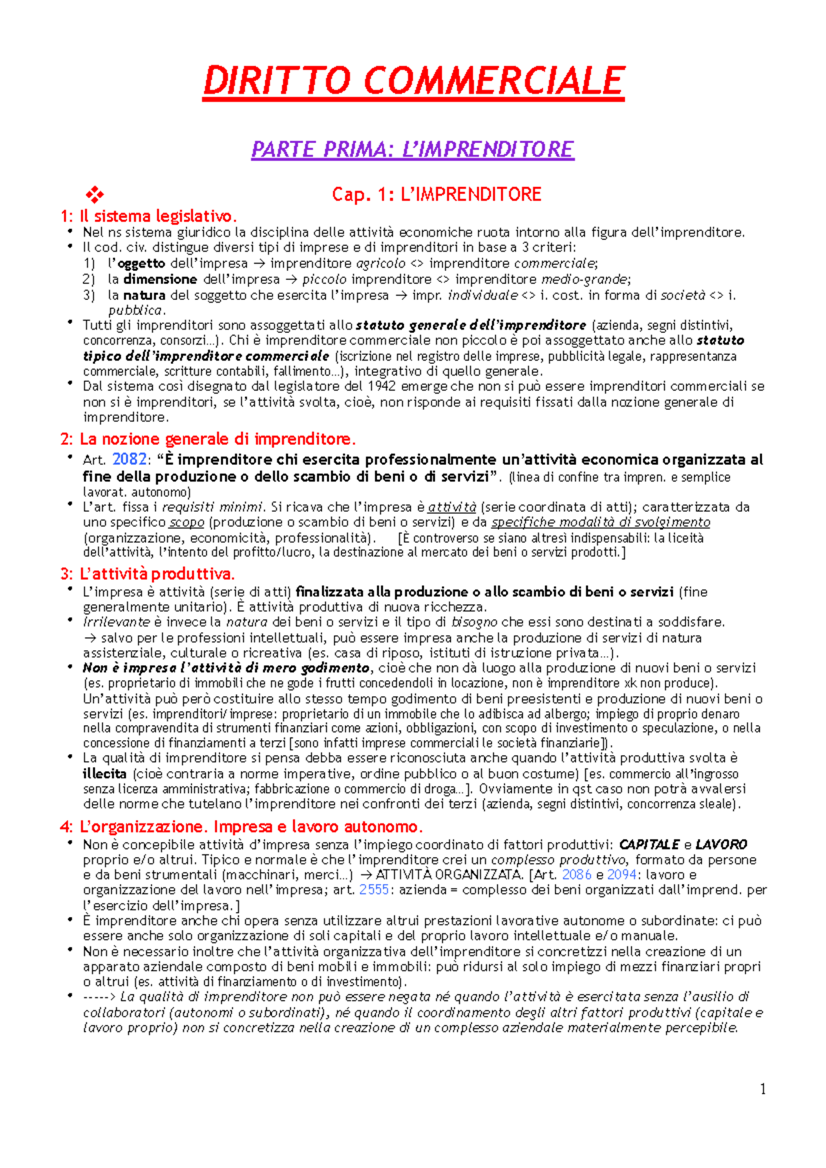 Diritto Commerciale - Appunti All - DIRITTO COMMERCIALE PARTE PRIMA: L ...