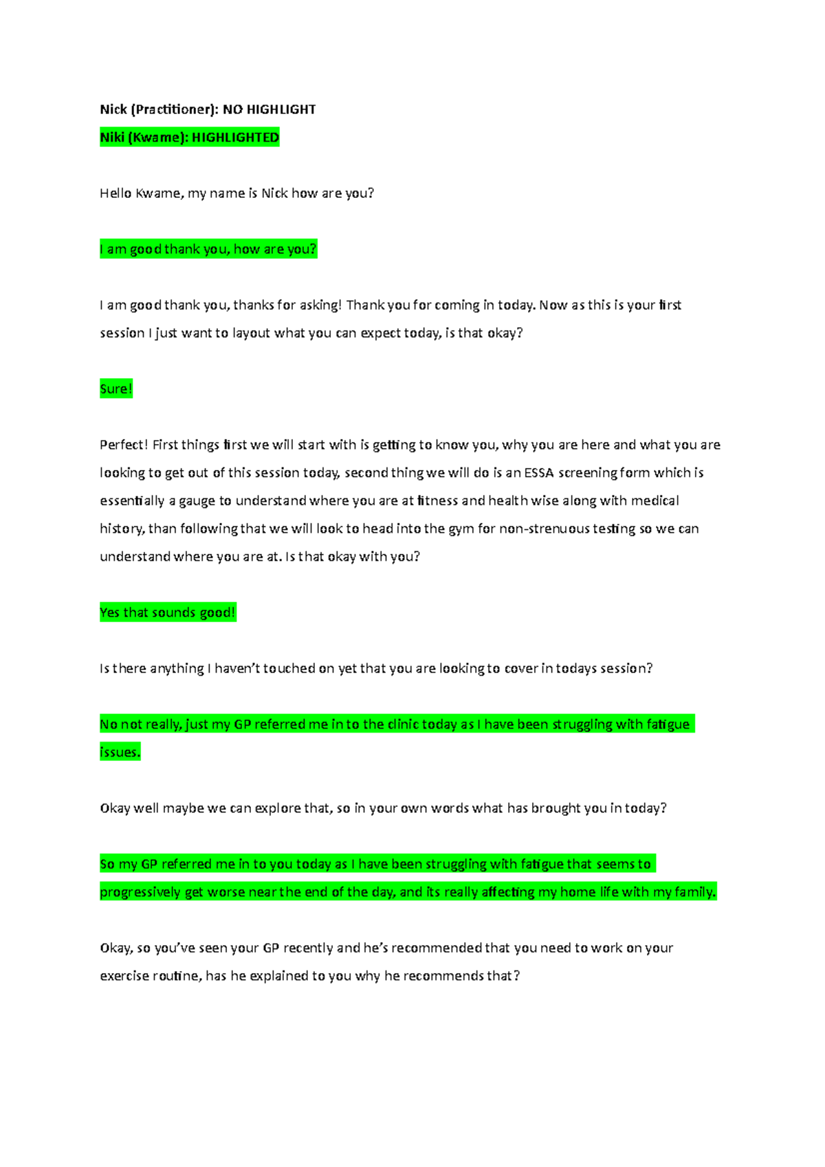 Guide Script for Recording - Nick (Practitioner): NO HIGHLIGHT Niki ...