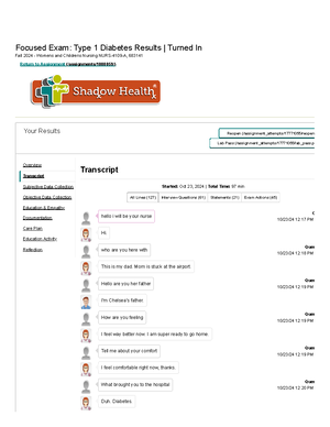 Chelsea Documentation - Focused Exam: Type 1 Diabetes Results | Turned ...