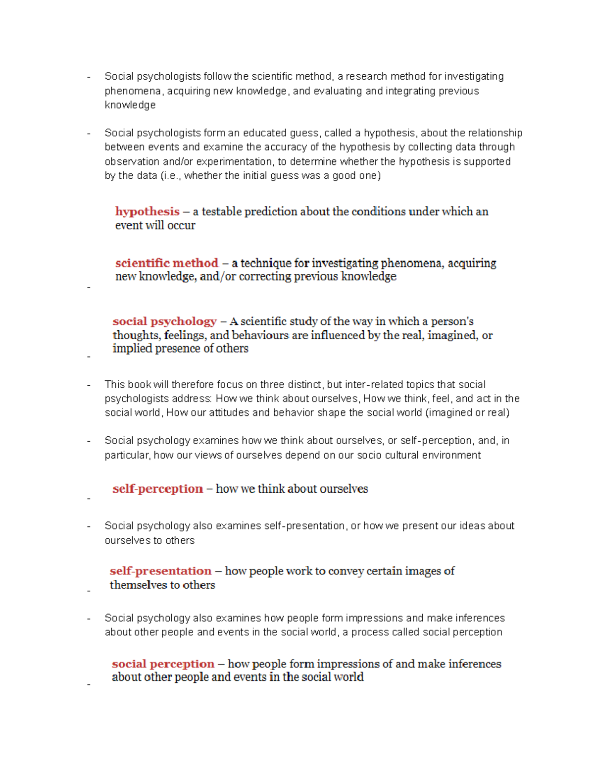 Chapter 1 Notes - Social Psychology - Psyc2310 - U of G - Studocu