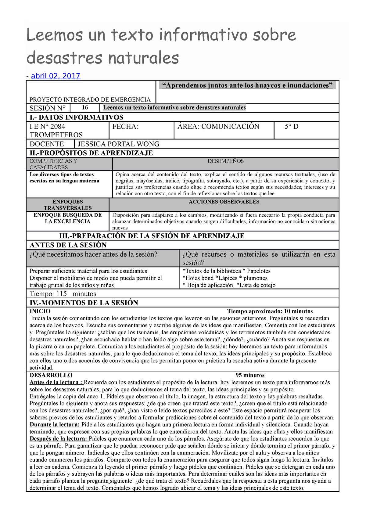 Texto Informativo Desastres Naturales - Leemos Un Texto Informativo ...