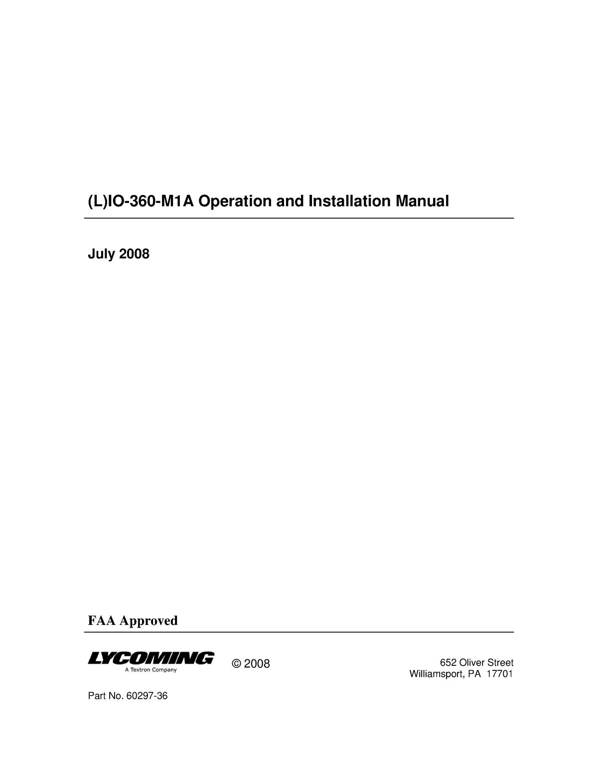 60297-36 - Varios - (L)IO-360-M1A Operation and Installation Manual ...