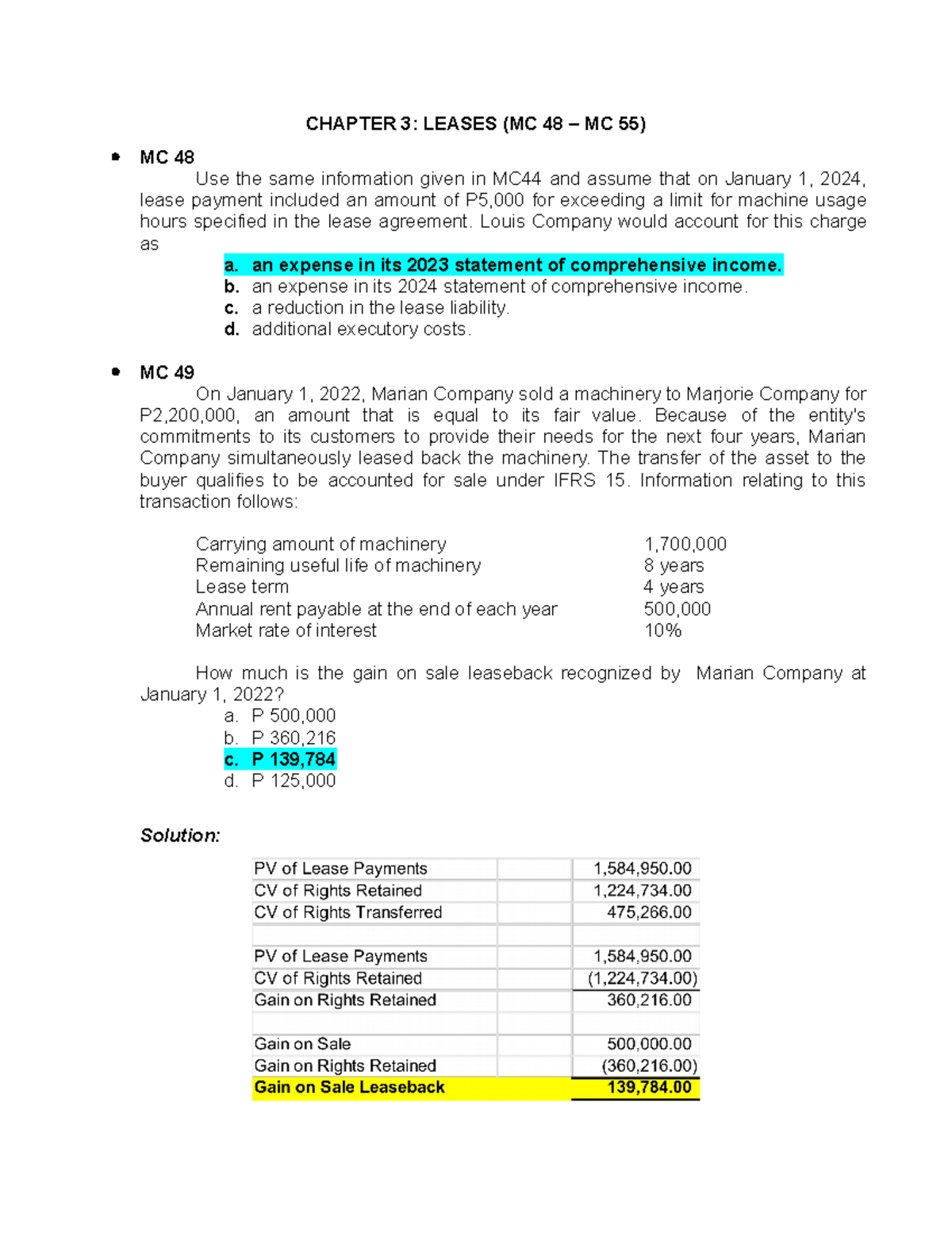 IAE - IAE - CHAPTER 3: LEASES (MC 48 – MC 55) MC 48 Use the same ...