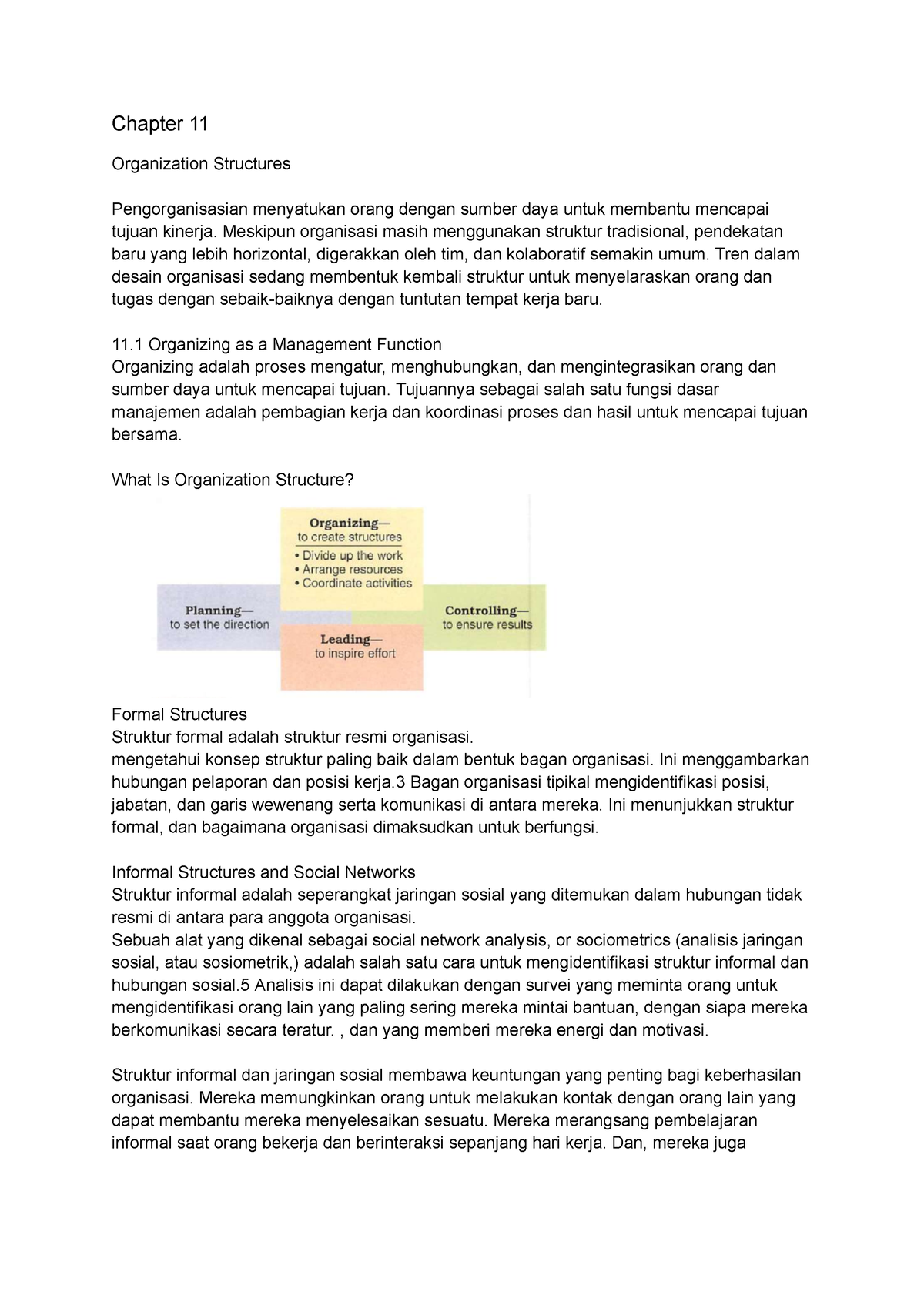 Rangkuman Ch 11 Dan 12 - Pengantar Manajemen - Chapter 11 Organization ...