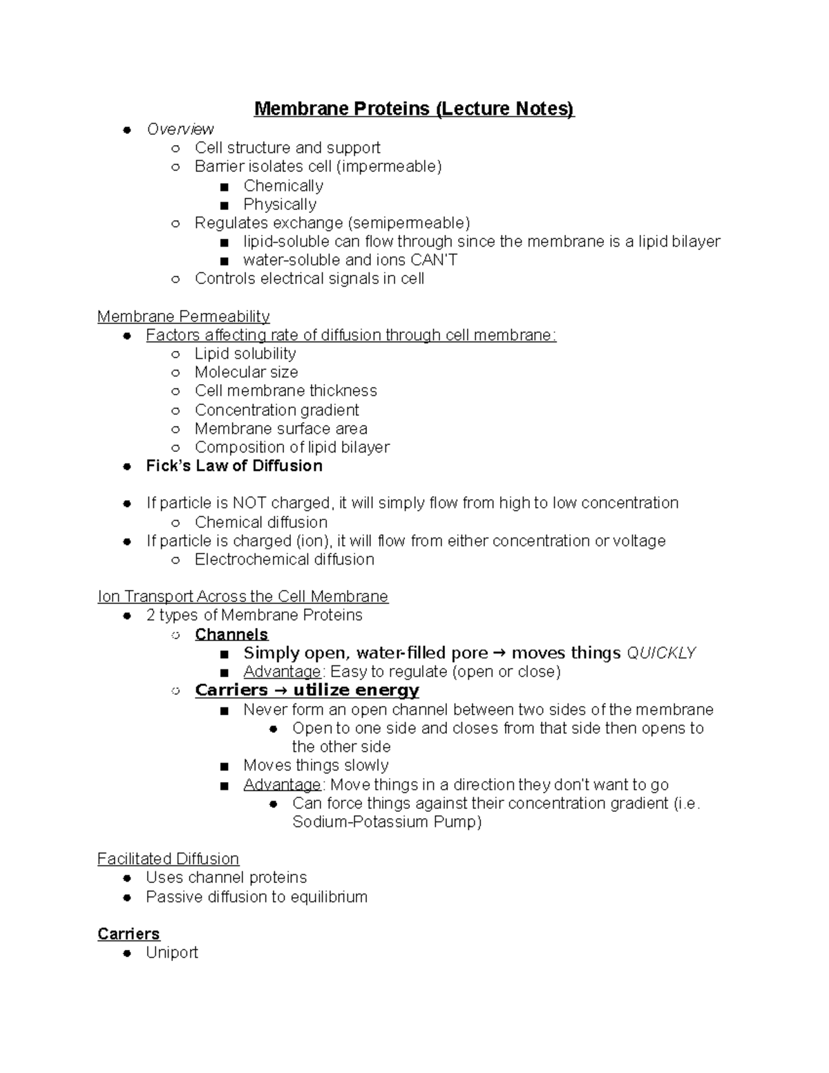 Membrane Protein Document 3 - Human Physiology: an Integrated Approach ...