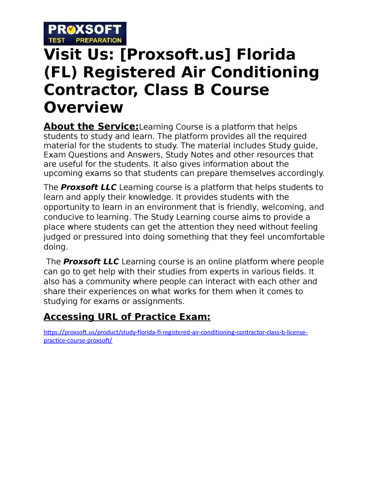 Florida (FL) Registered Air Conditioning Contractor, Class B Practice ...