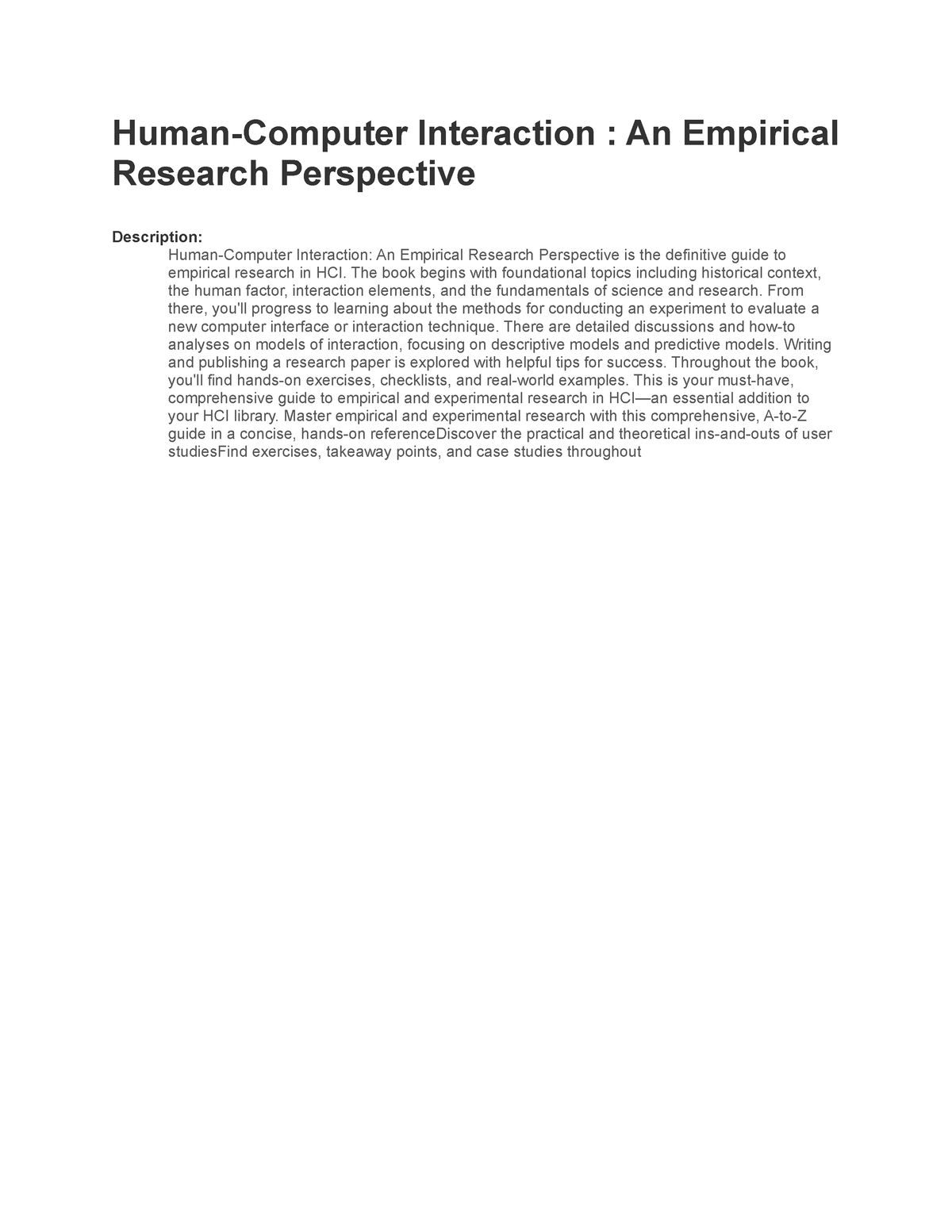 human computer interaction an empirical research perspective pdf