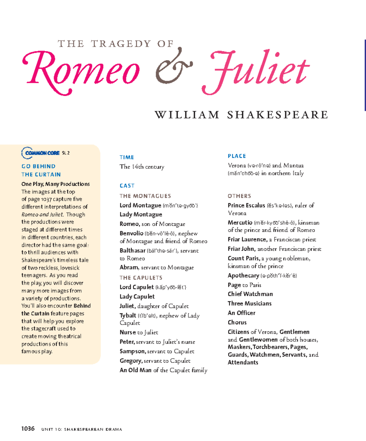 Romeo and Juliet Textbook - omeo & uliet t h e t r age dy of w i l l i
