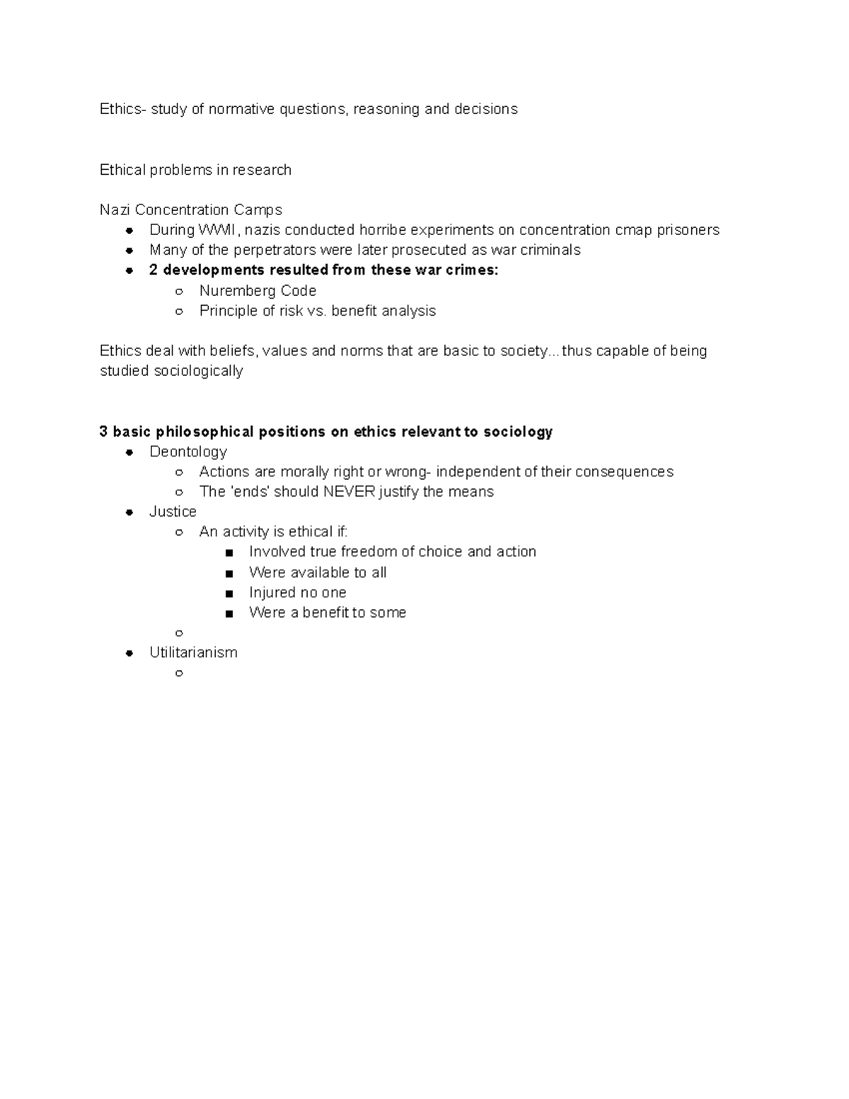 Ethics of social research - Ethics- study of normative questions ...