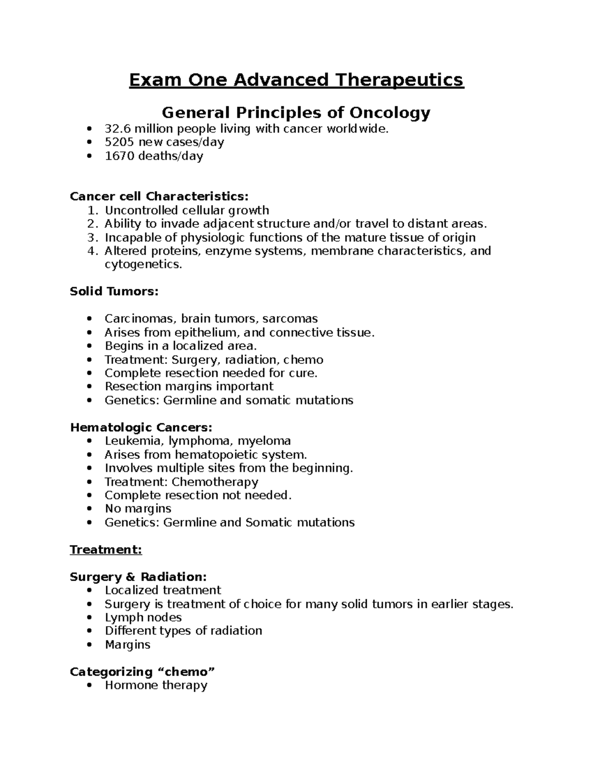 Exam One Advanced Therapeutics - Exam One Advanced Therapeutics General ...