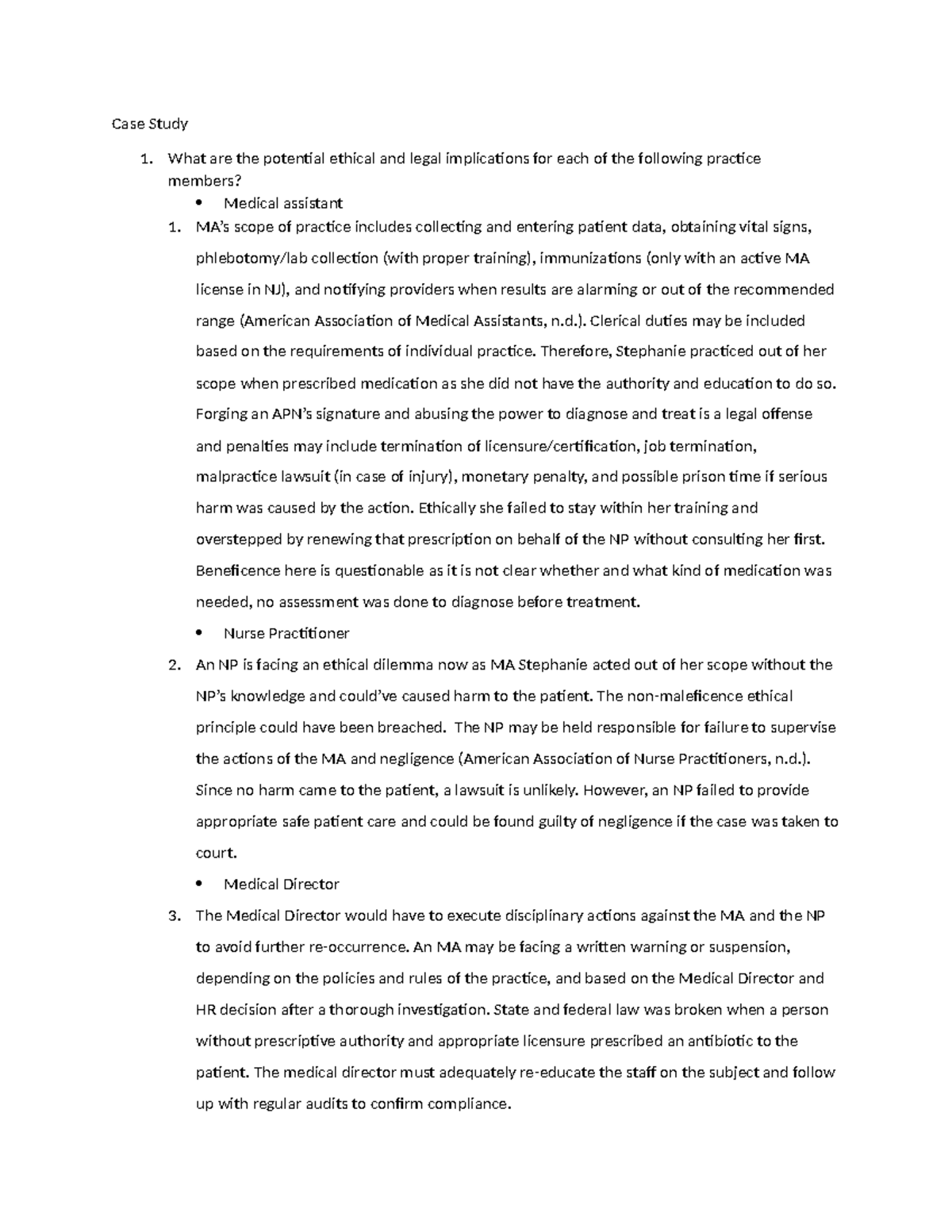 Week 2, organizational change Case Study 1. What are the potential
