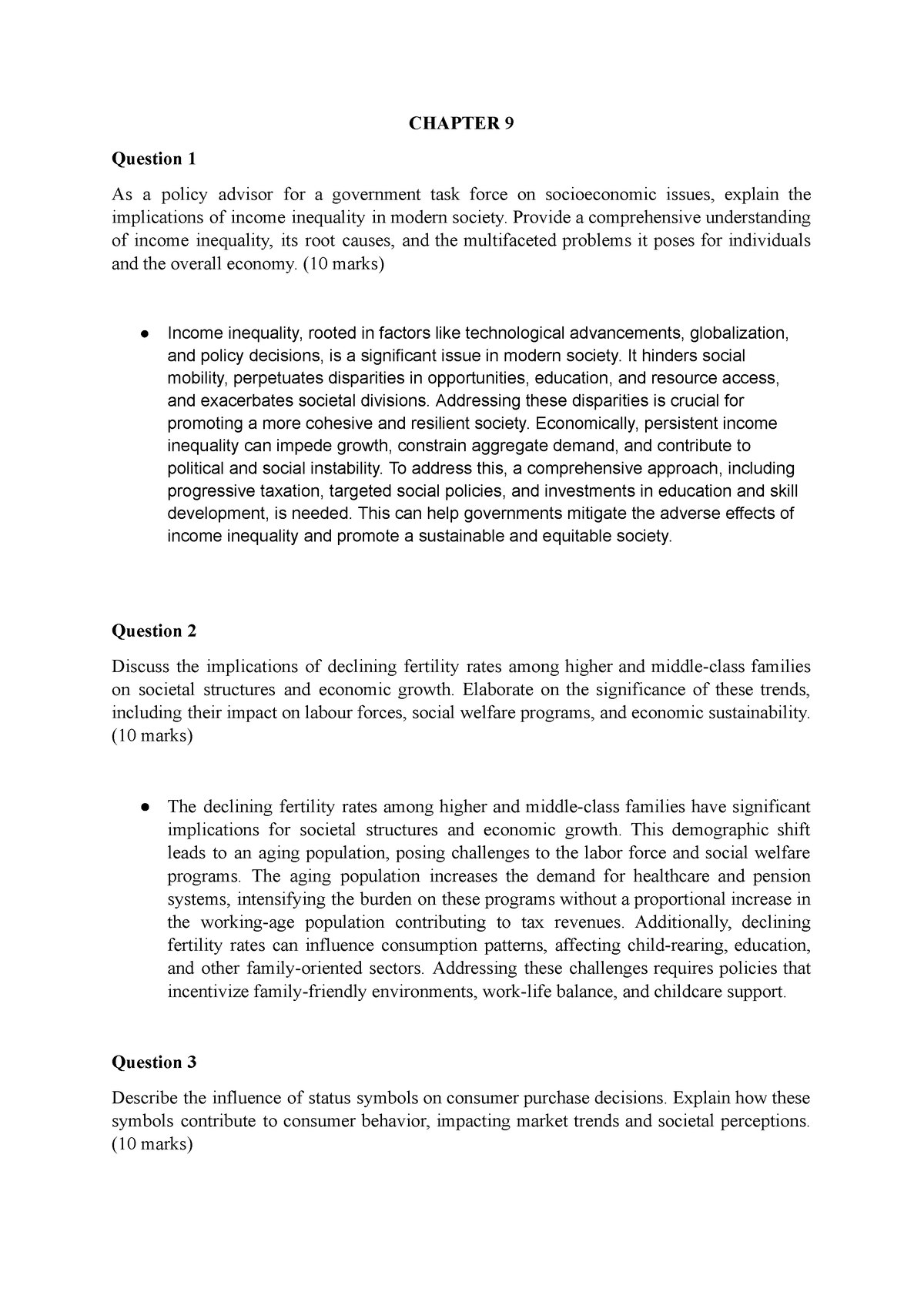 Chapter 9 Tutorial - Case study - CHAPTER 9 Question 1 As a policy ...