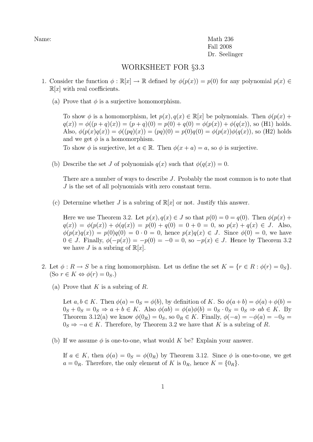 Worksheet 2 For 3 3 Fall 2008 Studocu