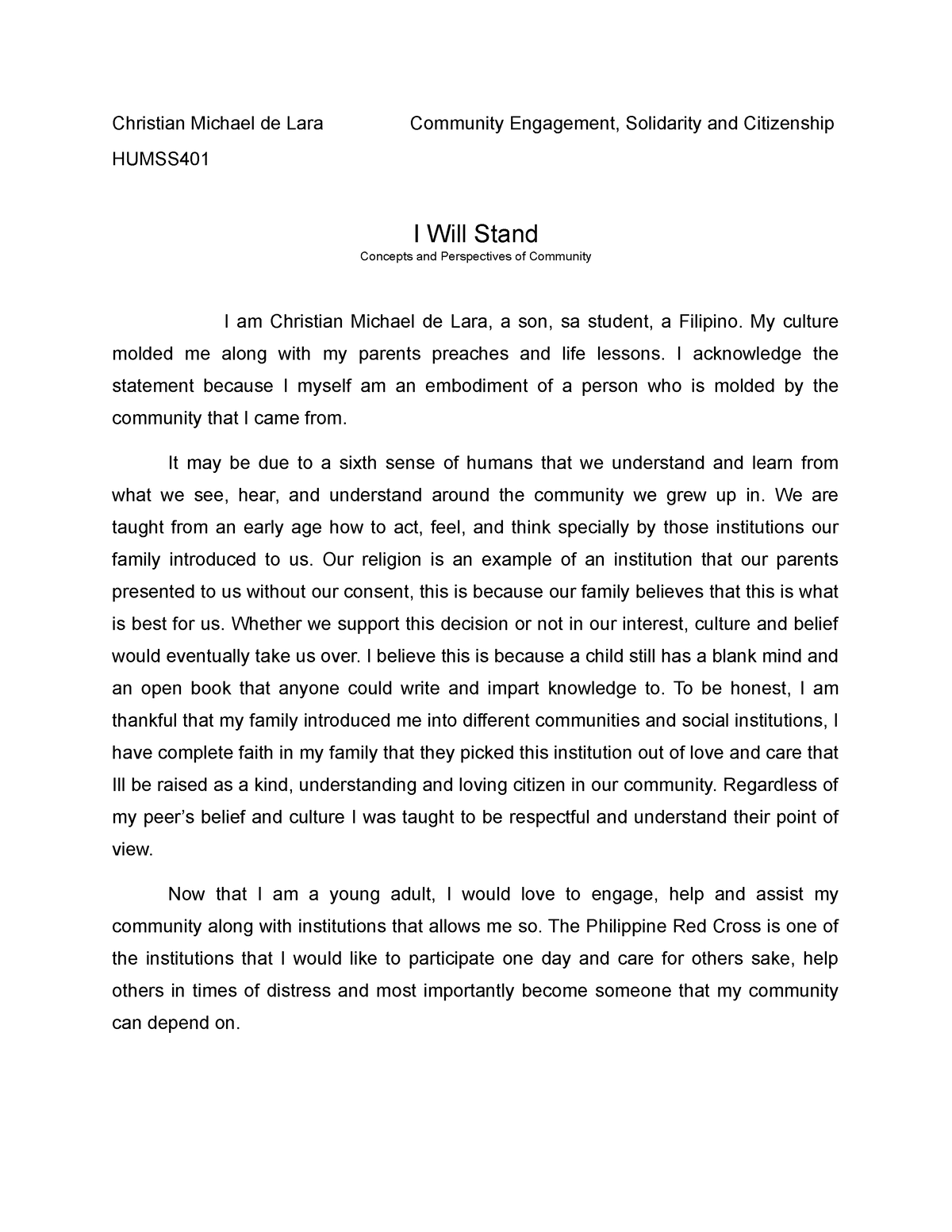 community engagement essay example