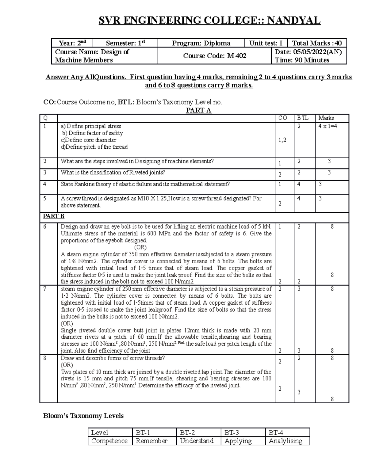 I-MID DME - QUESTION PAPER - SVR ENGINEERING COLLEGE:: NANDYAL Year ...