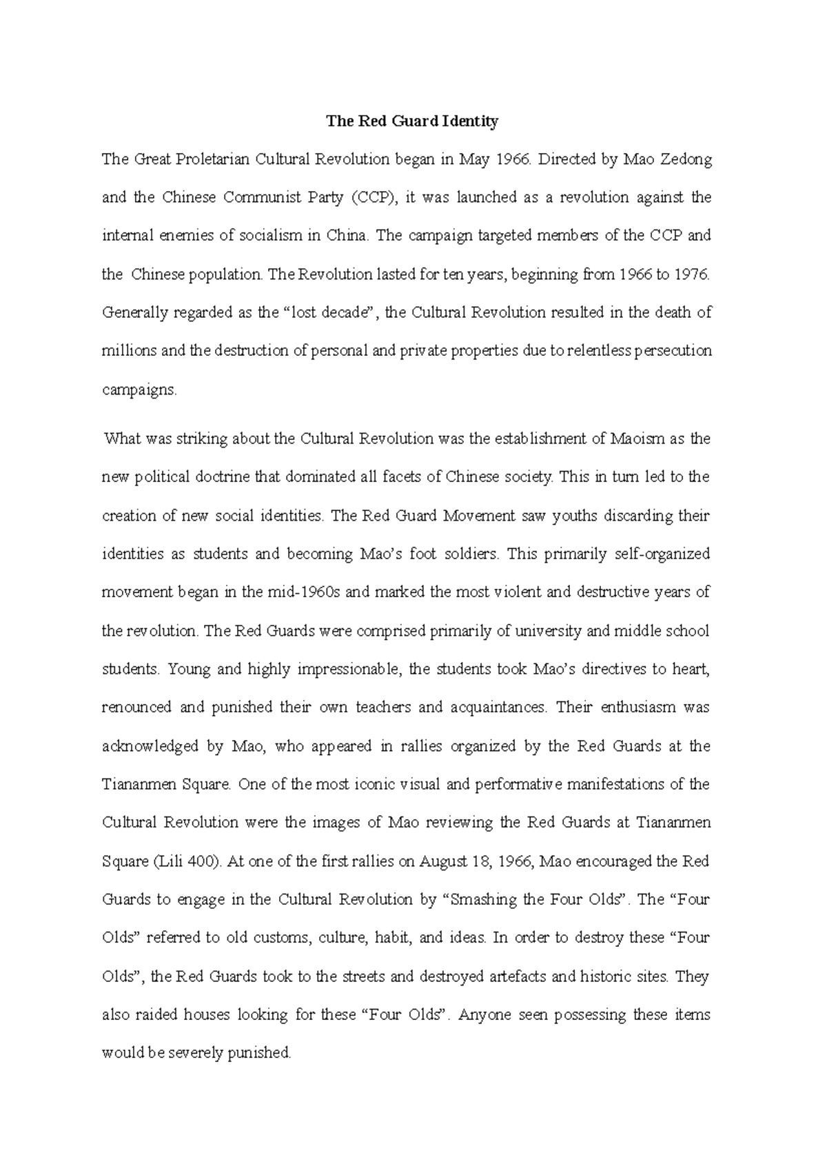 The Red Guard Identity Catatan kuliah The Red Guard Identity The