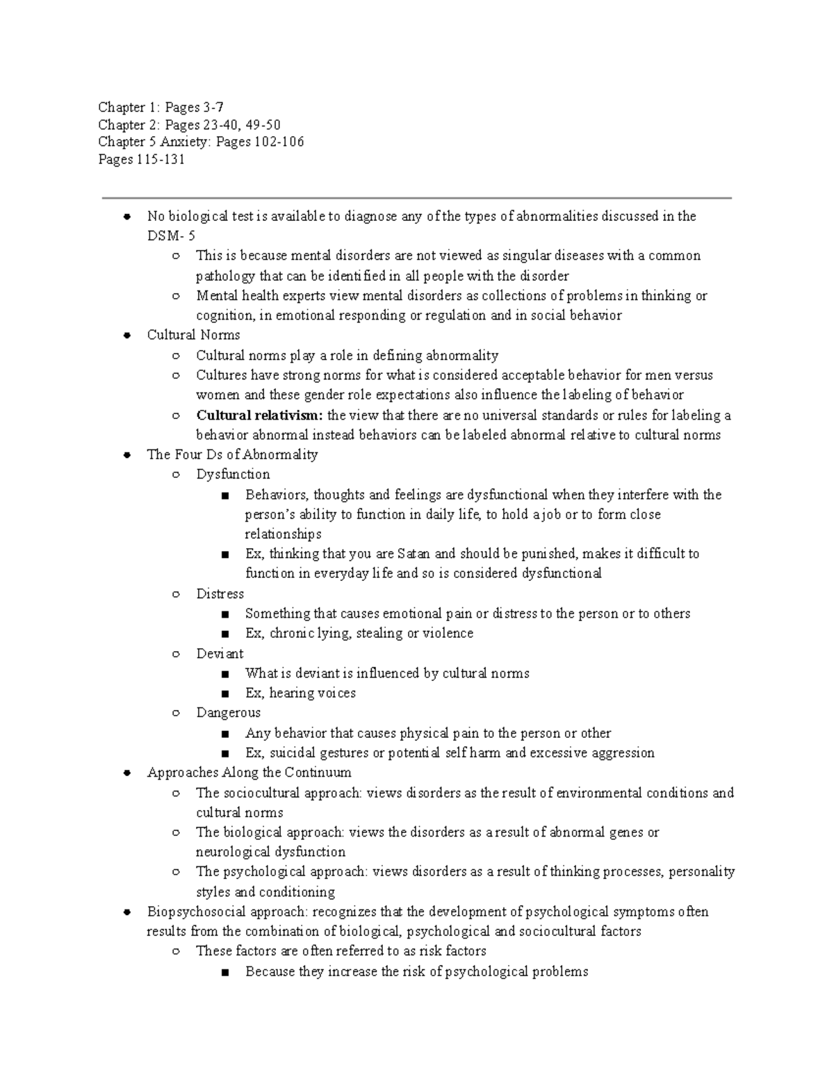 Abnormal Psychology Chapter Notes Chapter 1 Pages 3 Chapter 2