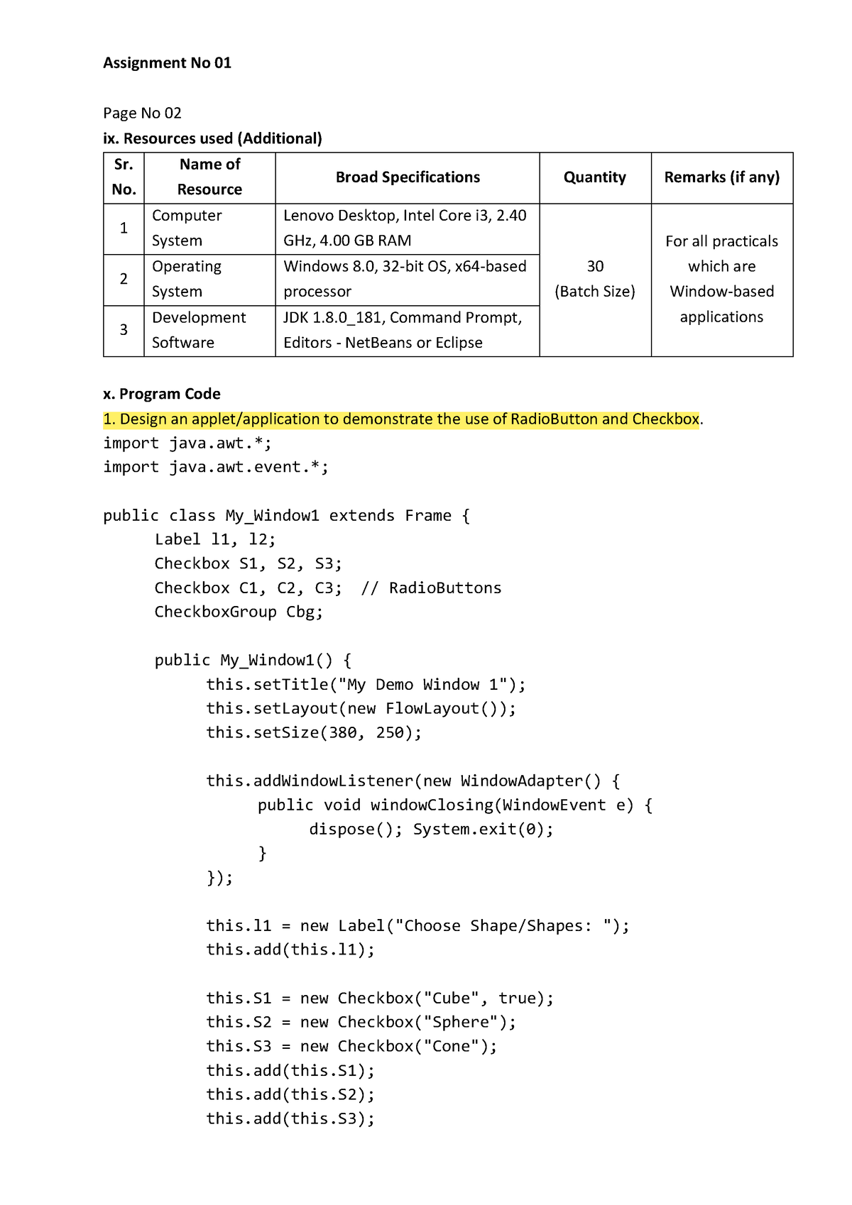 Practical No 01 - Manual Answer - Assignment No 01 Page No 02 Ix ...